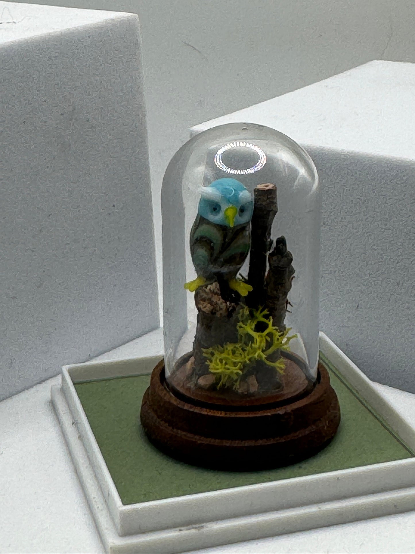 Dolls House Miniature - 1/12th Genuine Murano Glass Owl in Dome