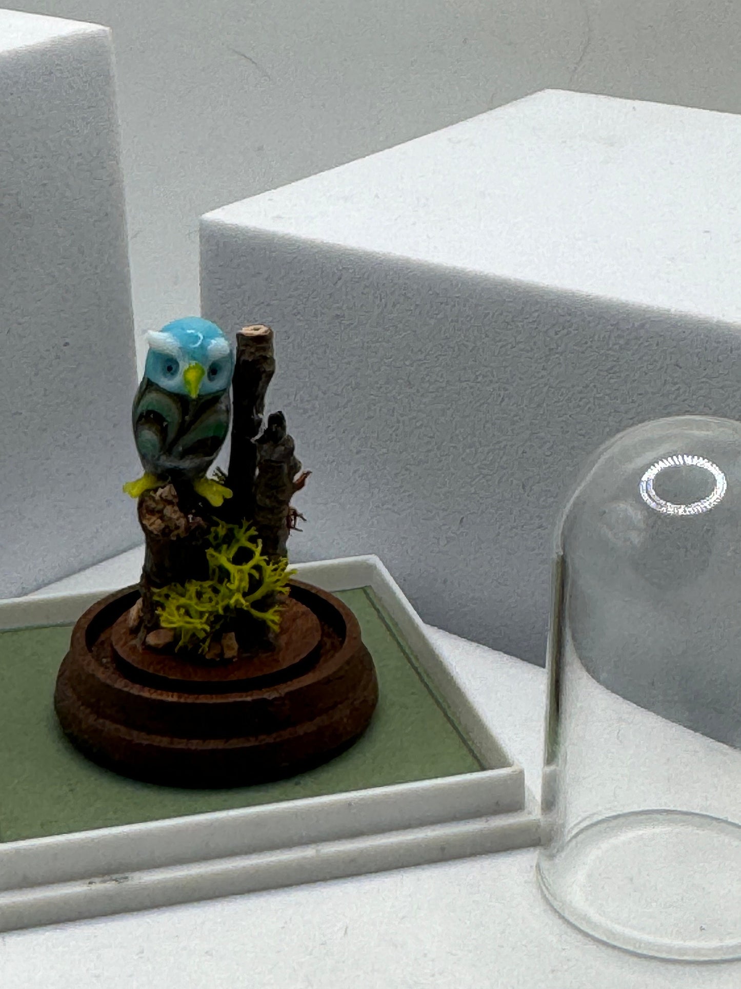 Dolls House Miniature - 1/12th Genuine Murano Glass Owl in Dome