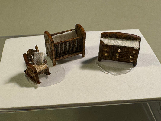 Dolls House Miniatures 1/144th  / 1:144 / Micro  / Dutch Scale Victorian Nursery Room set