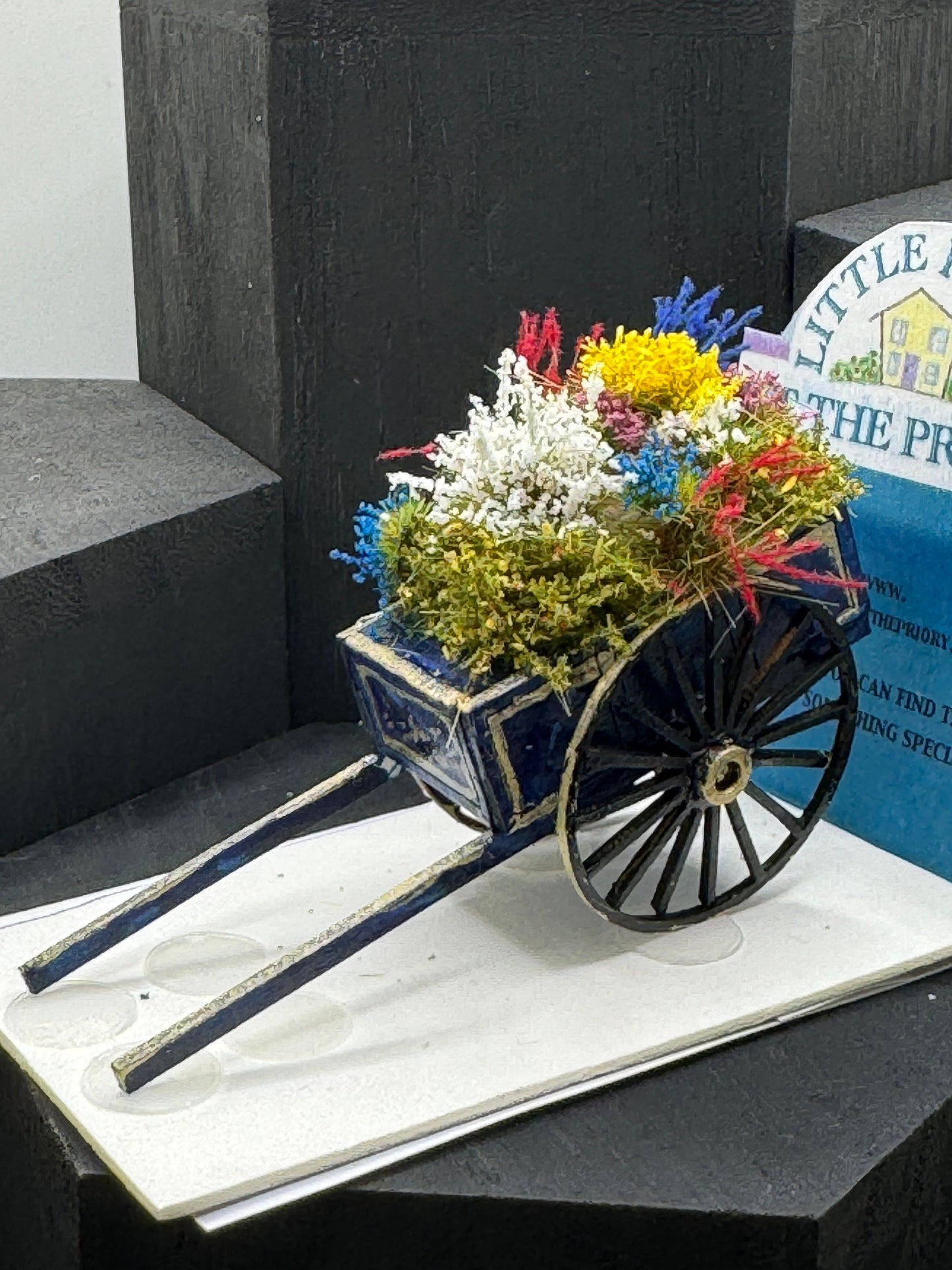 Dolls House Miniatures ( 1/48th - 1:48th - 1/4" - Quarter Inch Scale )  - Flower Garden Cart