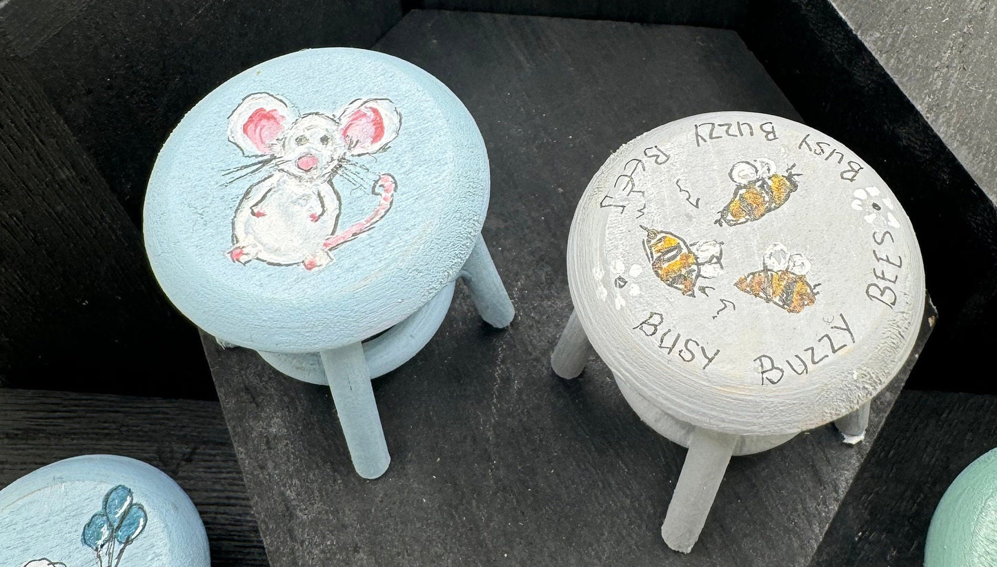 1/12th Hand Painted Childs Stool x 1