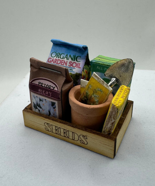 Dolls House Miniatures - 1/12th Garden Seed Tray with Accessories x1