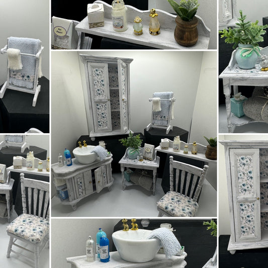 Dolls House Miniatures - 1/12th / 1:12 / inch scale.    Shabby Chic Bathroom Bedroom Furniture ( 6 options  )