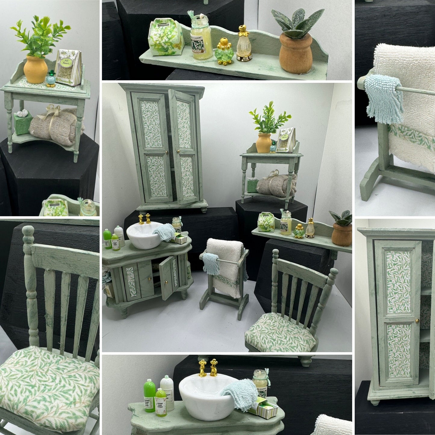 Dolls House Miniatures - 1/12th / 1:12 / inch scale.    Shabby Chic Bathroom Bedroom Furniture ( 6 options  )