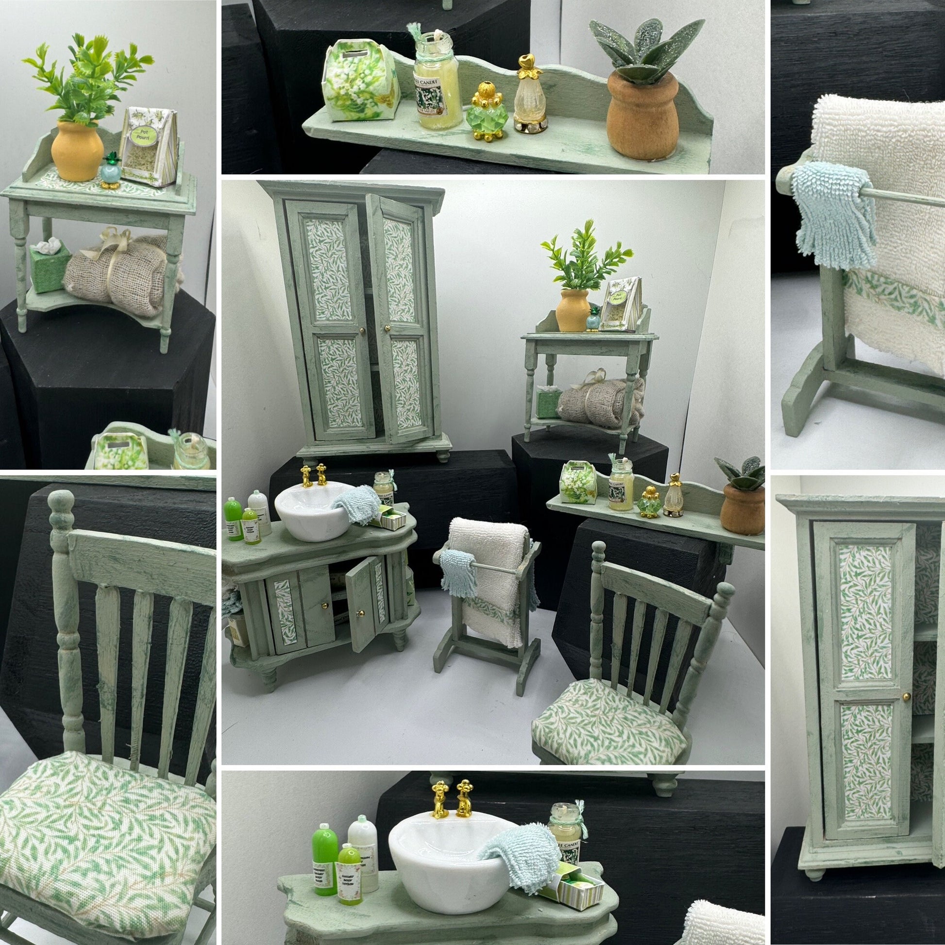 Dolls House Miniatures - 1/12th / 1:12 / inch scale.    Shabby Chic Bathroom Bedroom Furniture ( 6 options  )