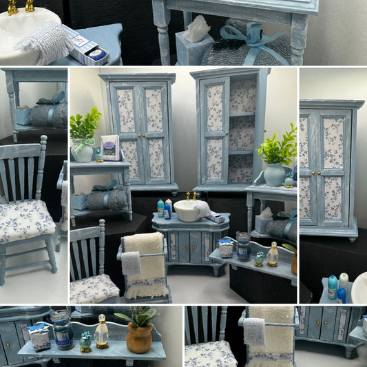 Dolls House Miniatures - 1/12th / 1:12 / inch scale.    Shabby Chic Bathroom Bedroom Furniture ( 6 options  )