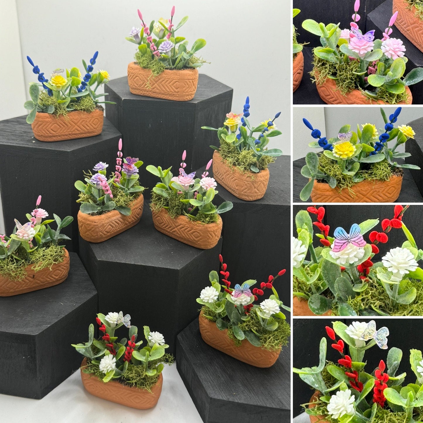 Dolls House Miniatures - 1/12th Trough / Window box with Butterfly (various options)