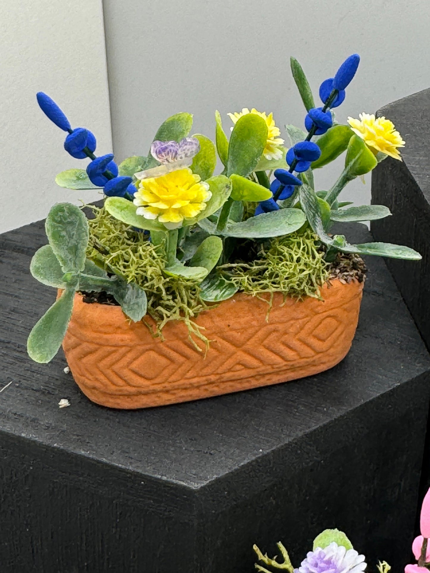 Dolls House Miniatures - 1/12th Trough / Window box with Butterfly (various options)