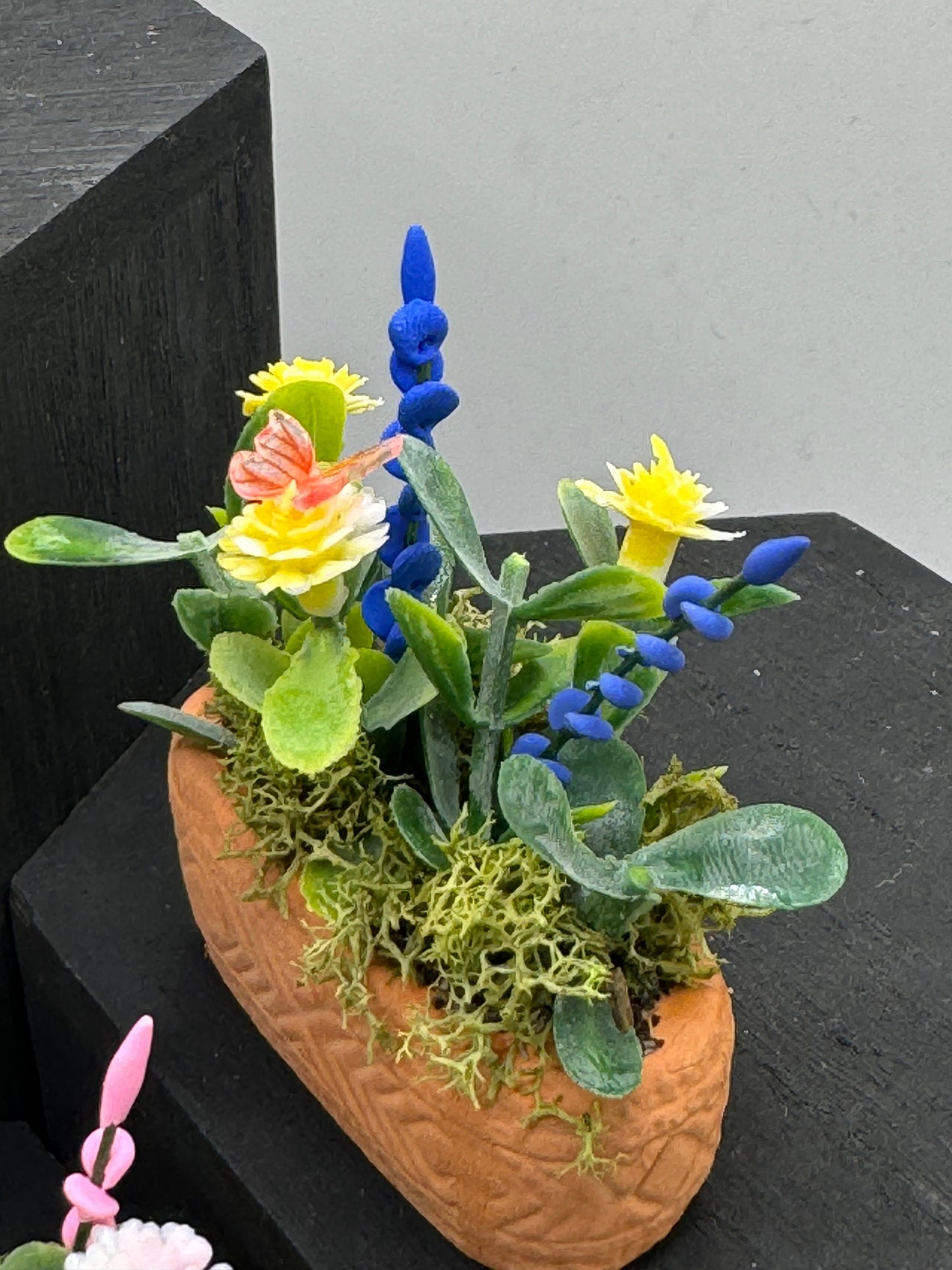 Dolls House Miniatures - 1/12th Trough / Window box with Butterfly (various options)