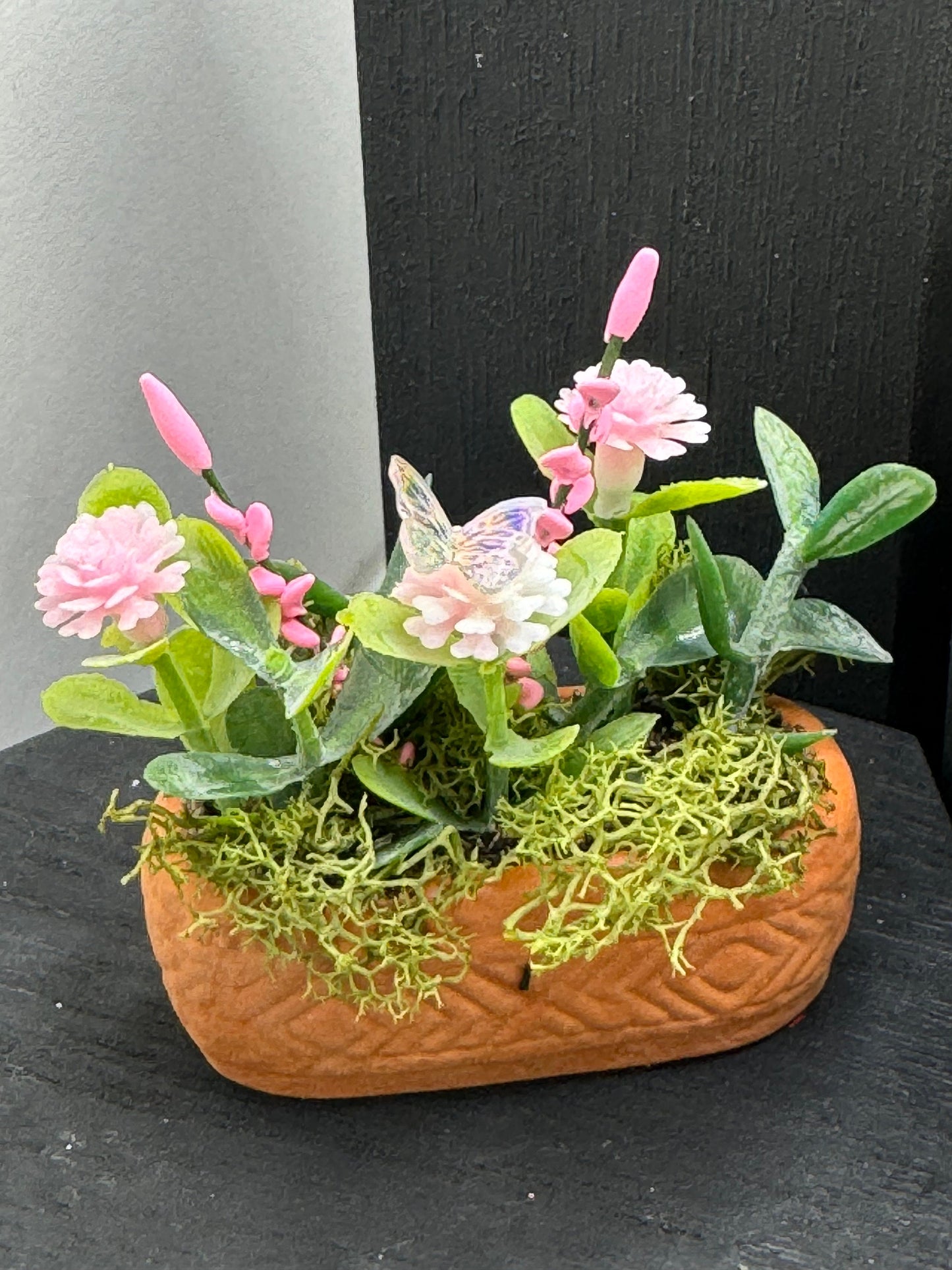 Dolls House Miniatures - 1/12th Trough / Window box with Butterfly (various options)