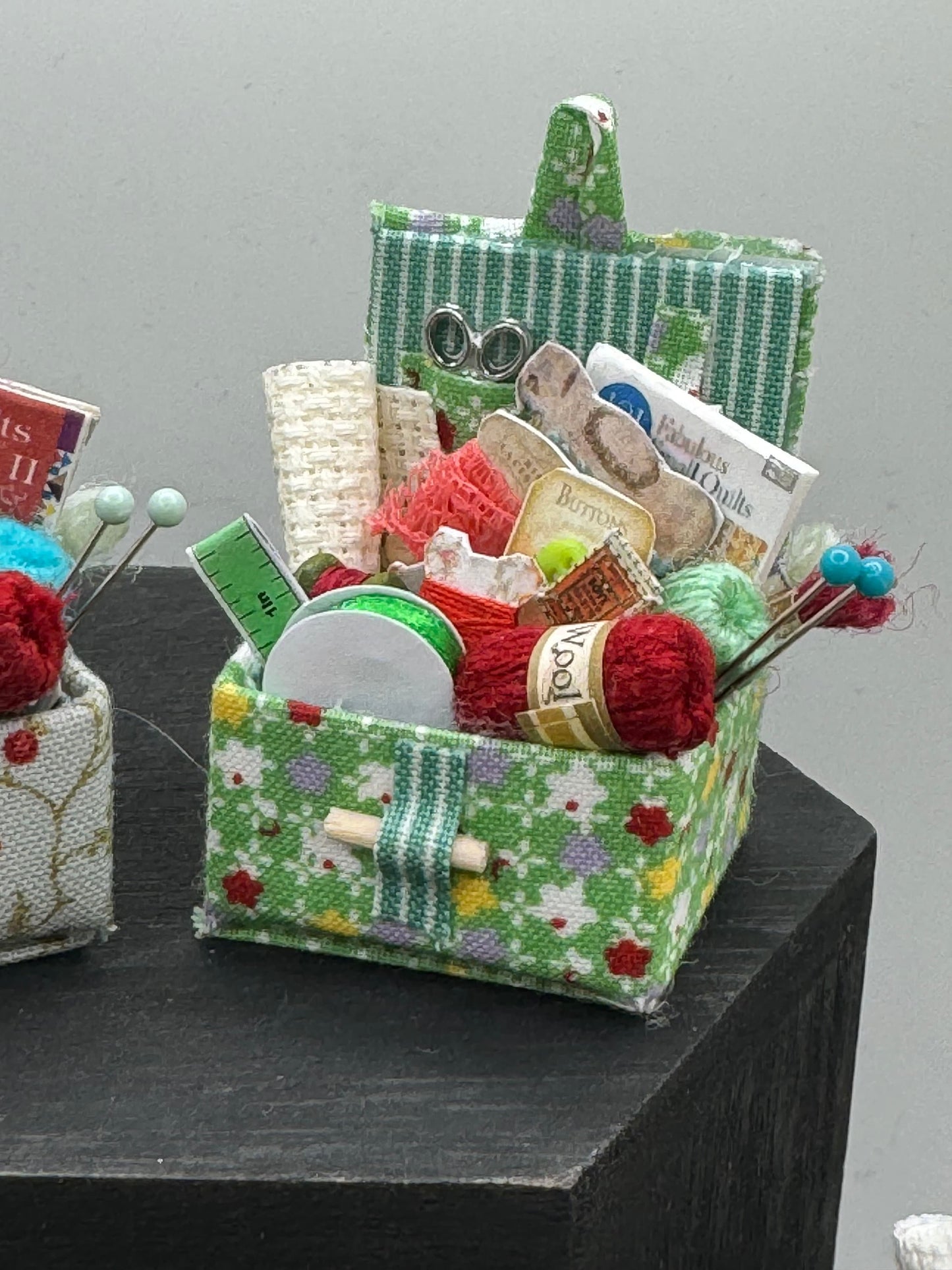 DOLLS HOUSE MINIATURES - 1/12th Sewing Box / Basket and accessories x 1 (9 options)