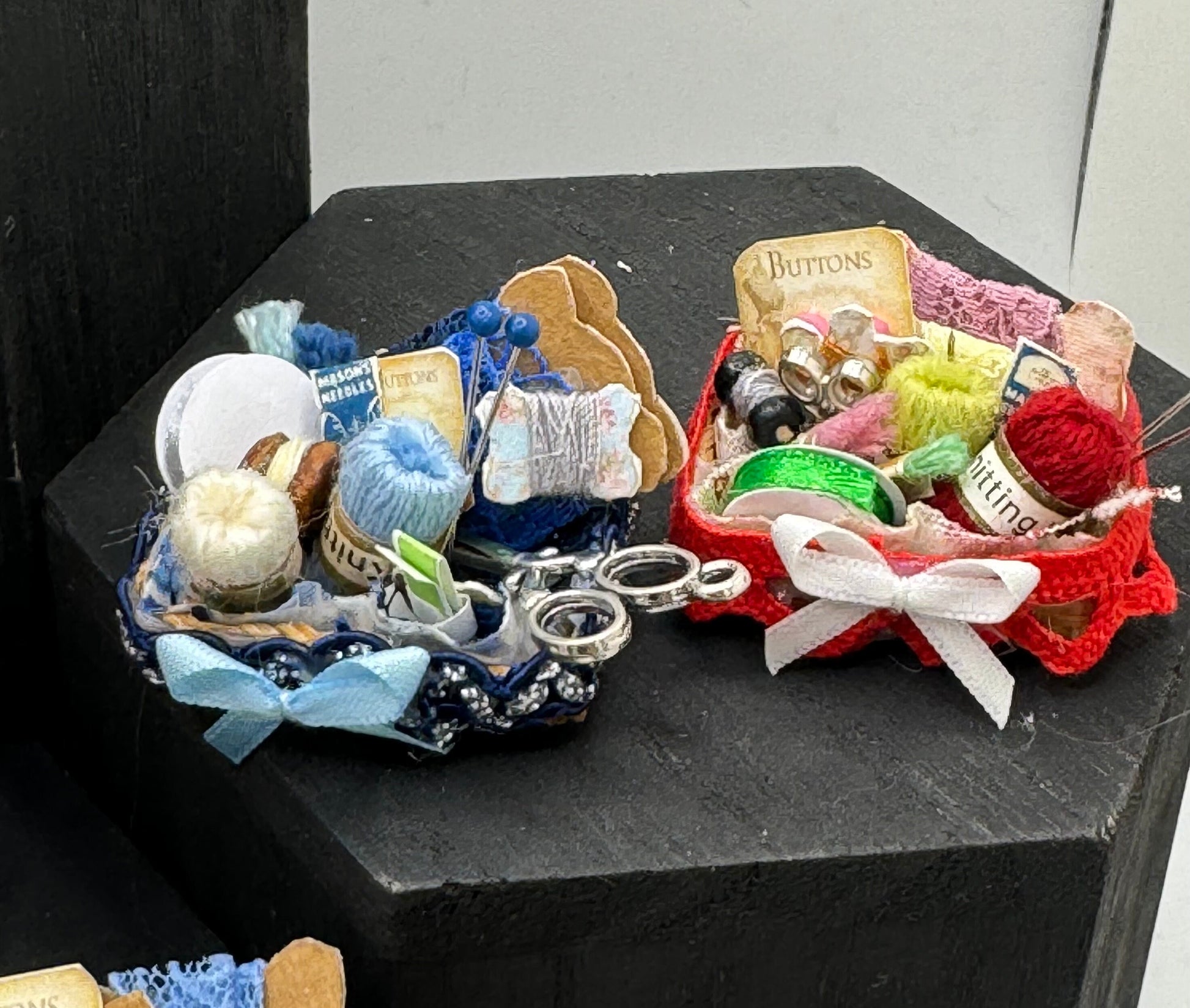 DOLLS HOUSE MINIATURES - 1/12th Sewing Basket and accessories x 1 ( various)