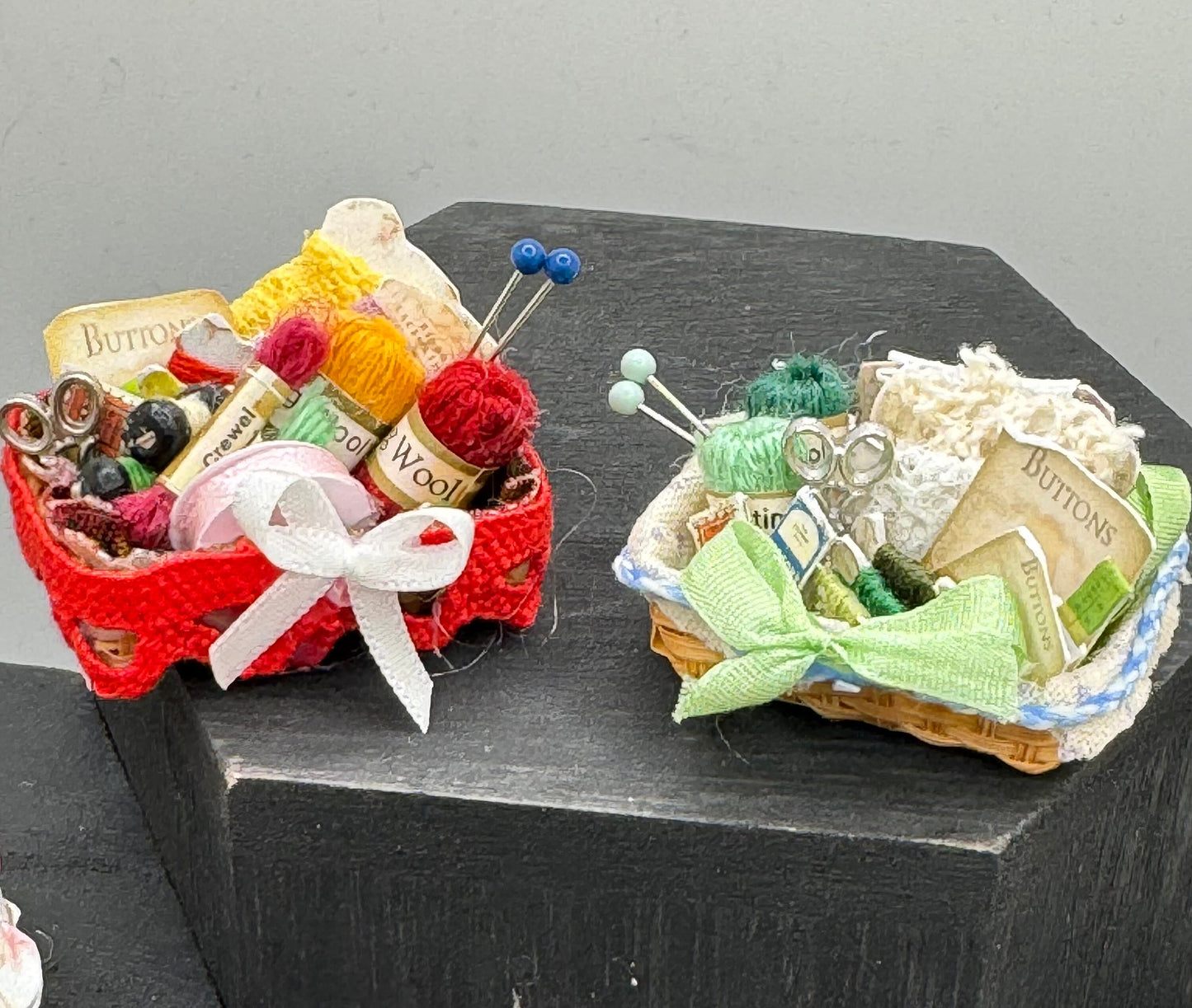 DOLLS HOUSE MINIATURES - 1/12th Sewing Basket and accessories x 1 ( various)