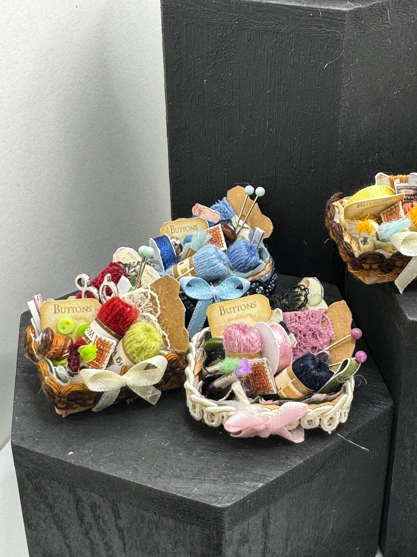 DOLLS HOUSE MINIATURES - 1/12th Sewing Basket and accessories x 1 ( various)