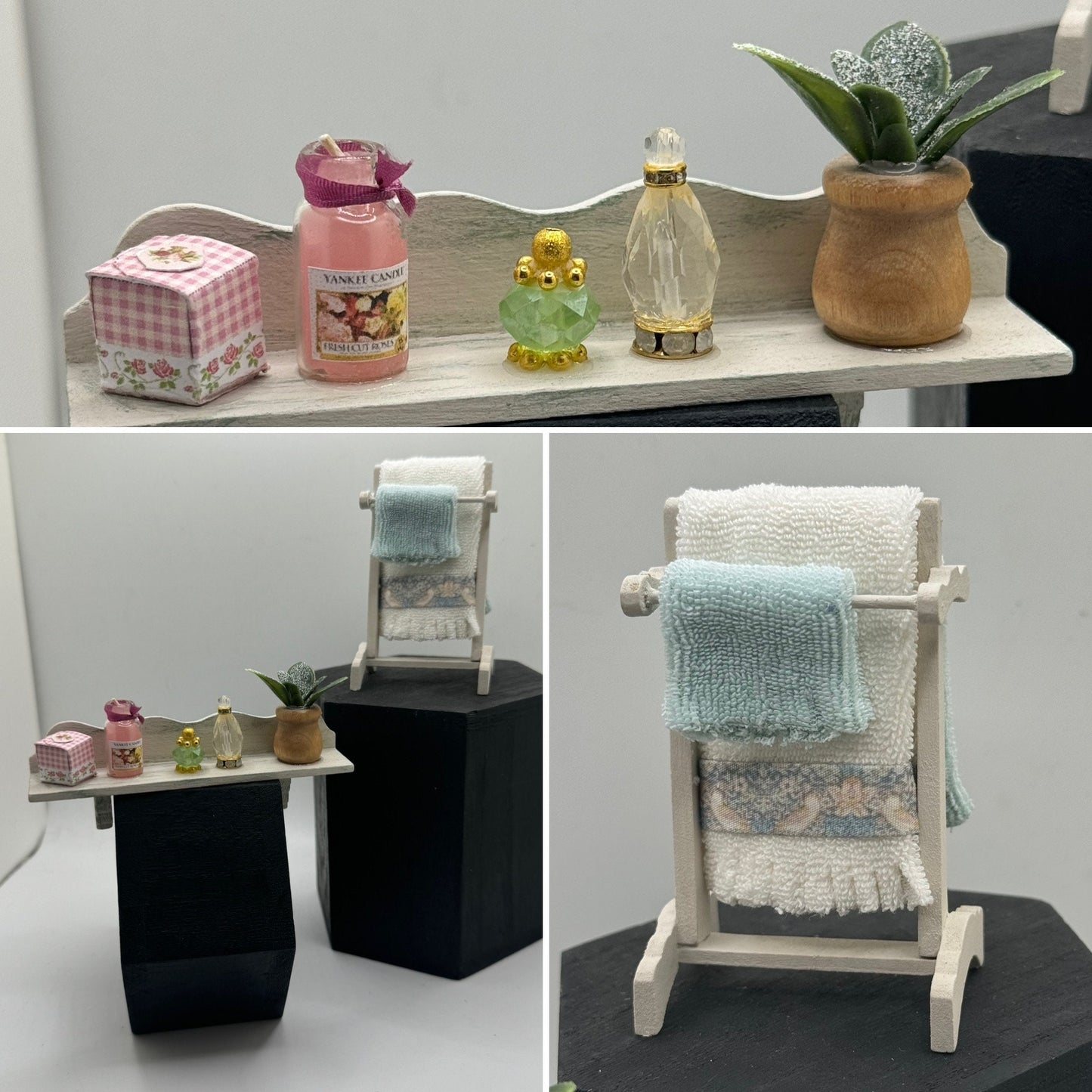 Dolls House Miniatures - 1/12th / 1:12 / inch scale.    Shabby Chic Bathroom Bedroom Furniture ( 2 options  )