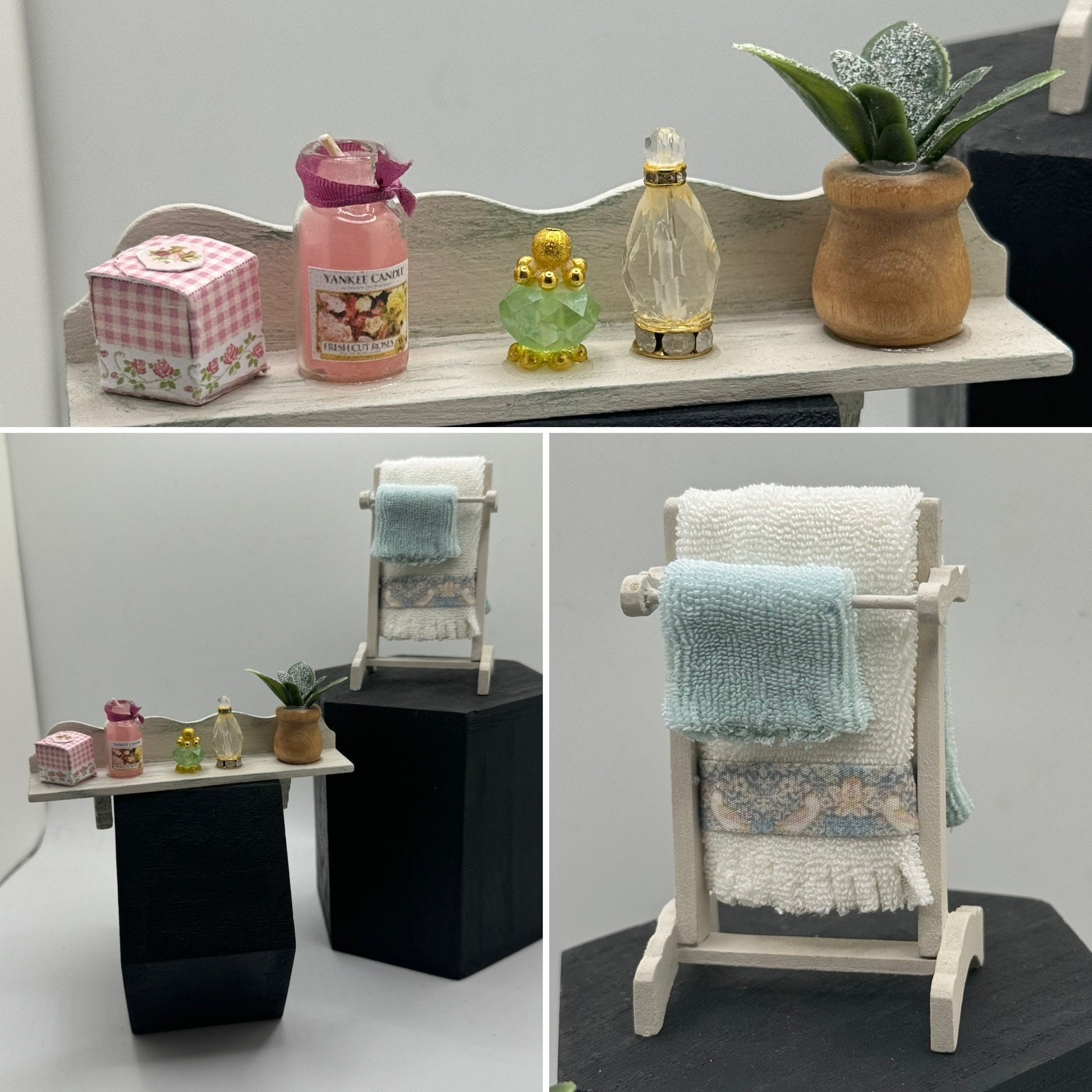 Dolls House Miniatures - 1/12th / 1:12 / inch scale.    Shabby Chic Bathroom Bedroom Furniture ( 2 options  )