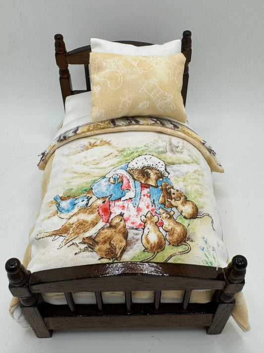 Dolls House Luxury Dressed 1/12th - 1:12 - 1 inch scale Hand Dressed Bed - Mrs Tiddlywinks Beatrix Potter