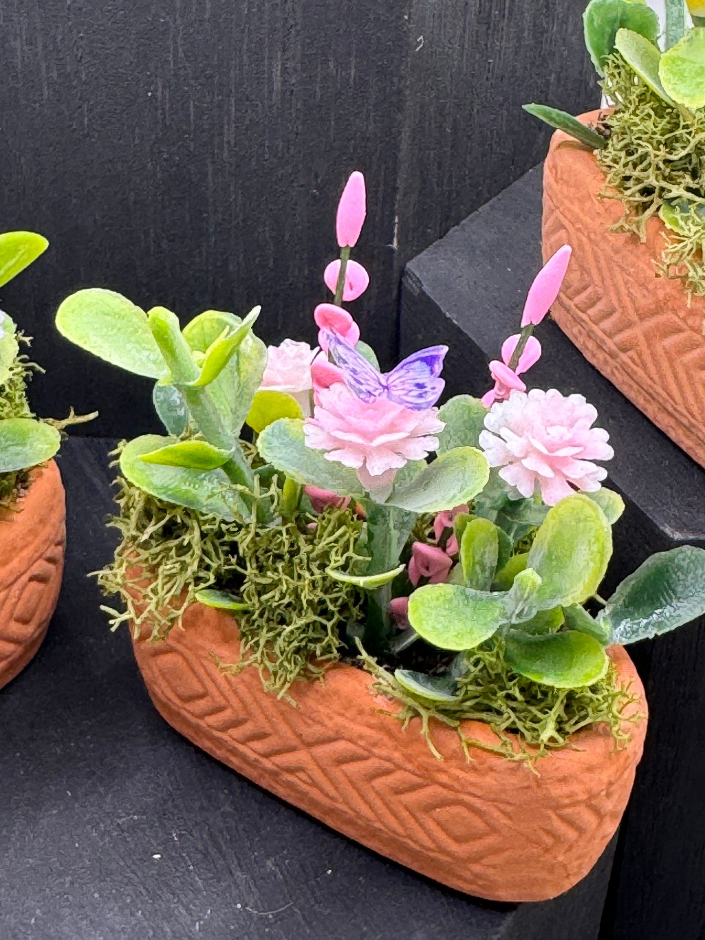 Dolls House Miniatures - 1/12th Trough / Window box with Butterfly (various options)