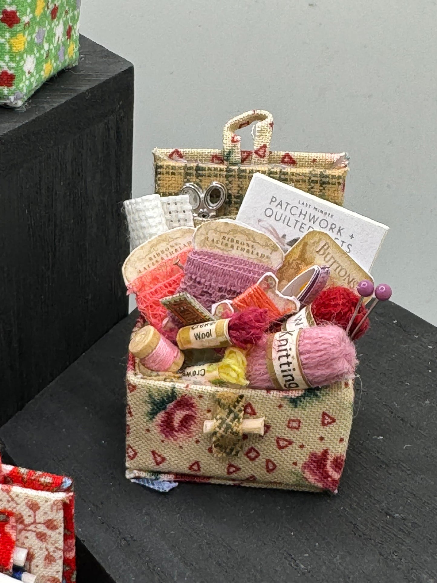 DOLLS HOUSE MINIATURES - 1/12th Sewing Box / Basket and accessories x 1 (9 options)