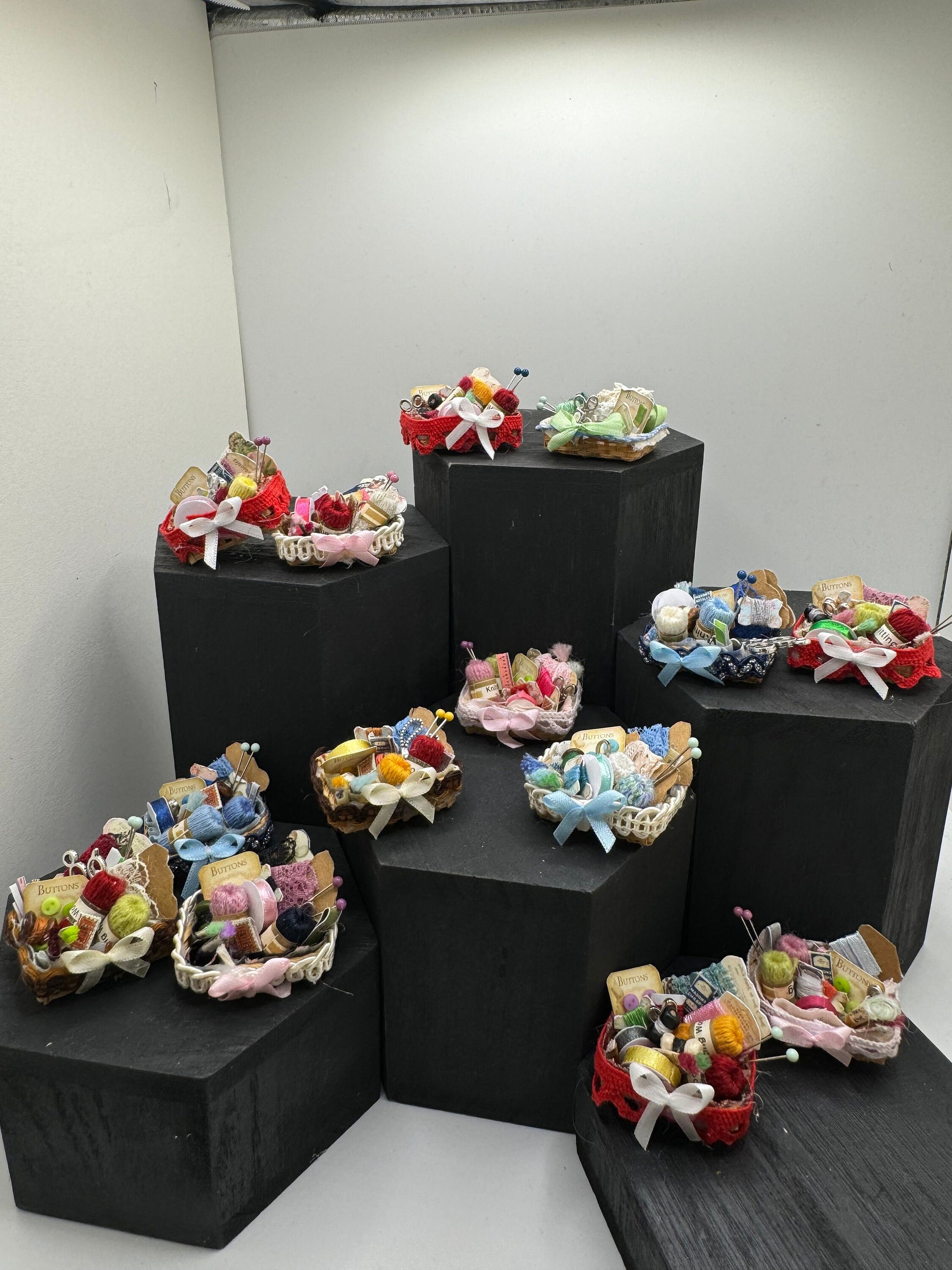 DOLLS HOUSE MINIATURES - 1/12th Sewing Basket and accessories x 1 ( various)