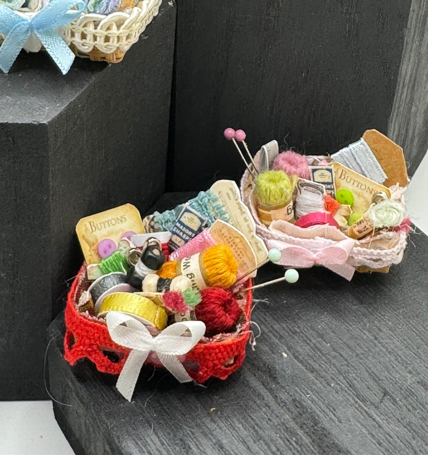 DOLLS HOUSE MINIATURES - 1/12th Sewing Basket and accessories x 1 ( various)