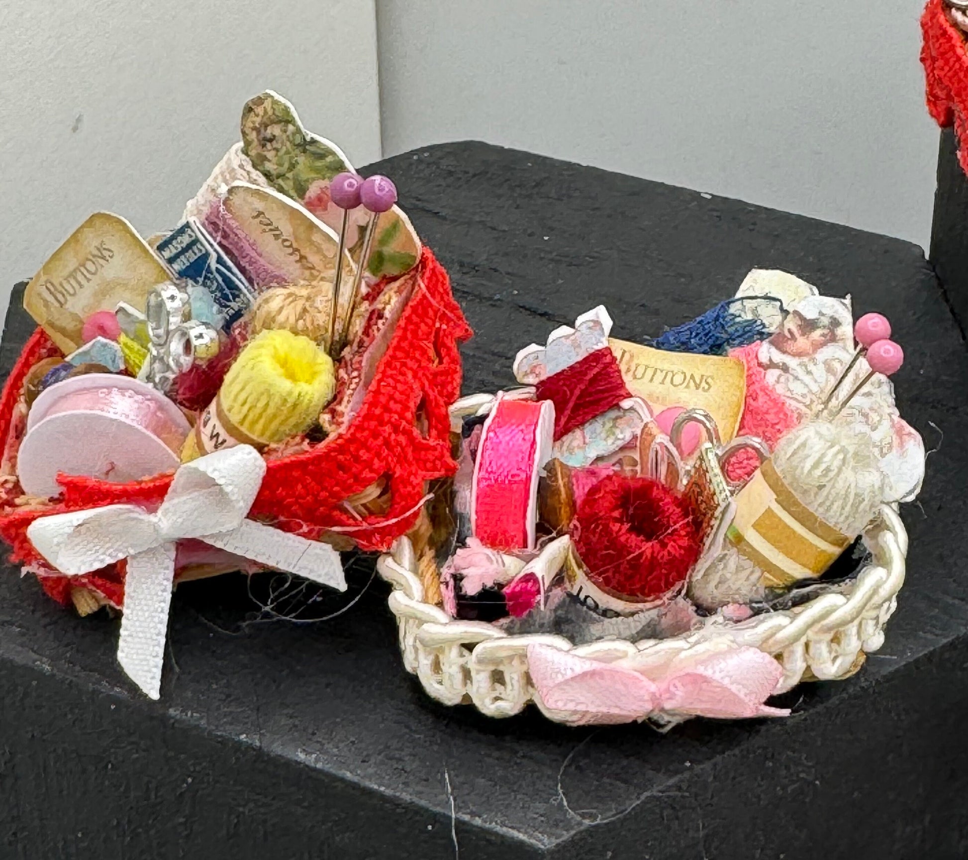 DOLLS HOUSE MINIATURES - 1/12th Sewing Basket and accessories x 1 ( various)