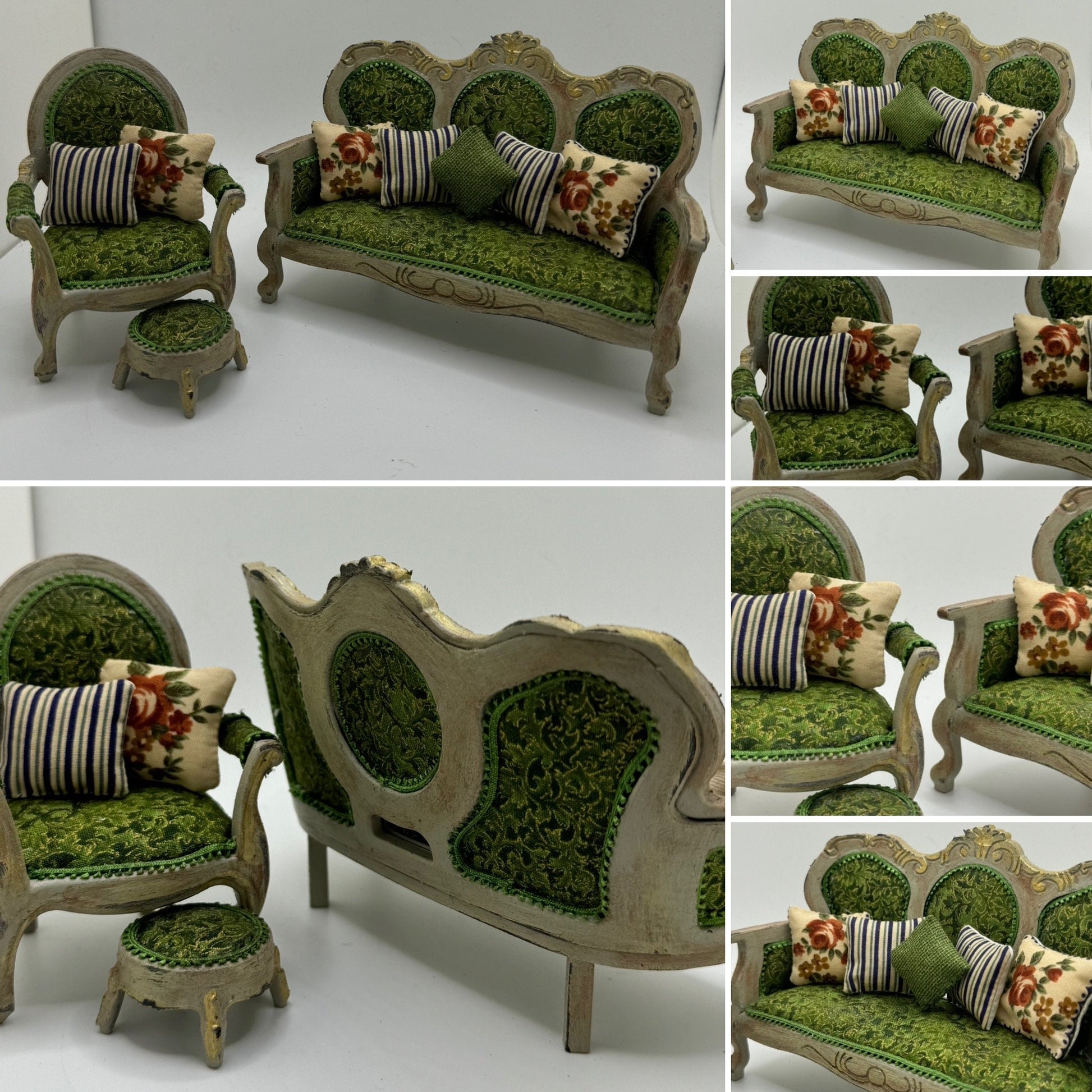 Dolls House Miniatures - 1/12th elegant sofa / chair set