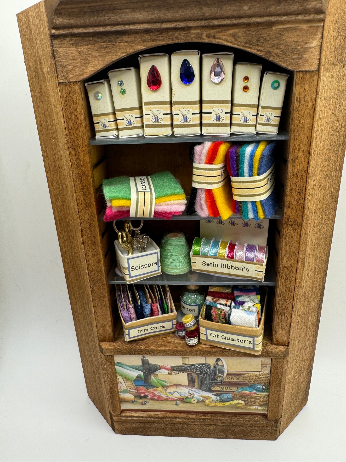 Dolls House Miniatures - 1/12th  - Haberdashery Sewing Shelf corner