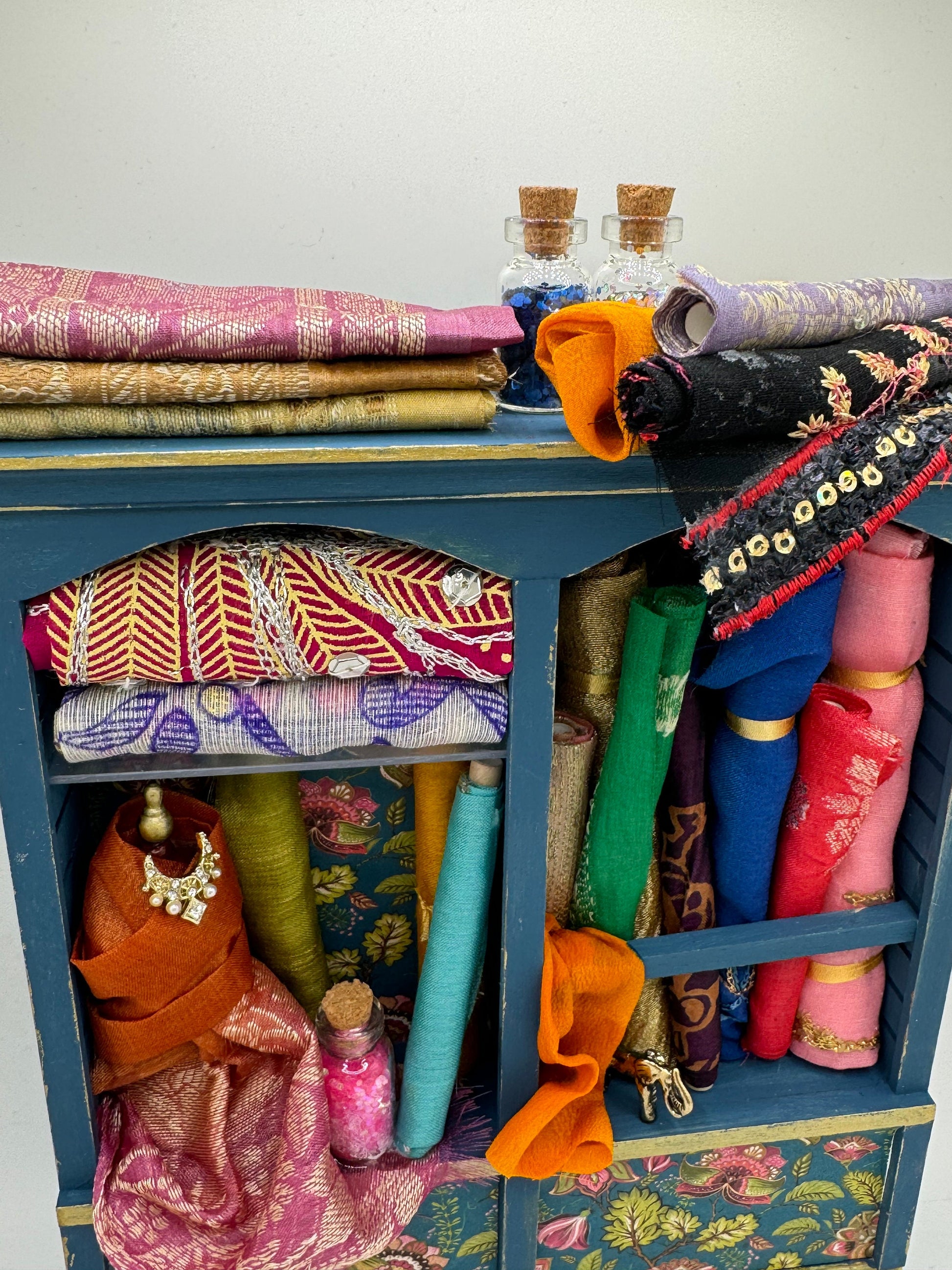 Dolls House Miniatures - 1/12th  - Haberdashery Shelf  - Sari Silks