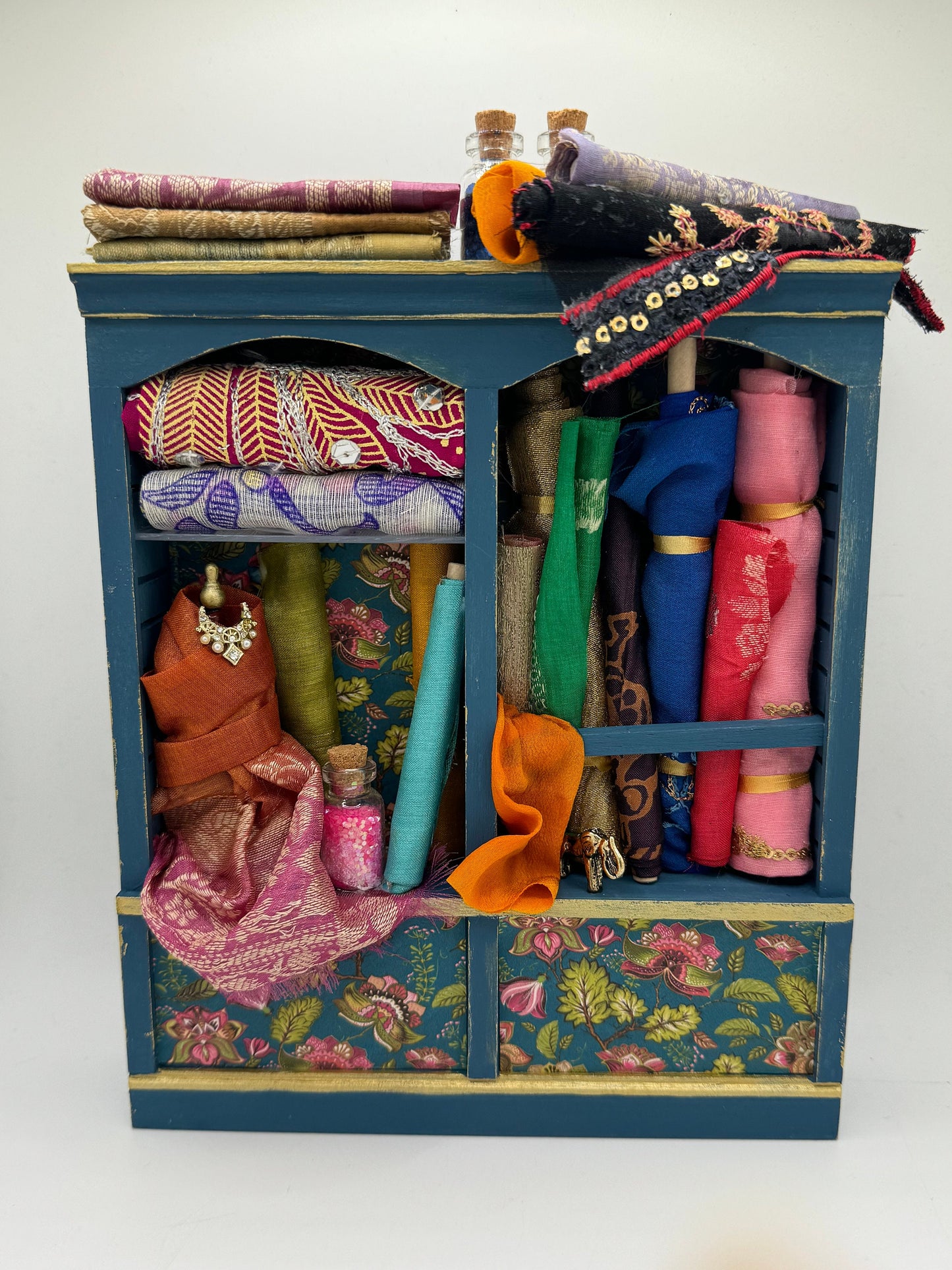 Dolls House Miniatures - 1/12th  - Haberdashery Shelf  - Sari Silks