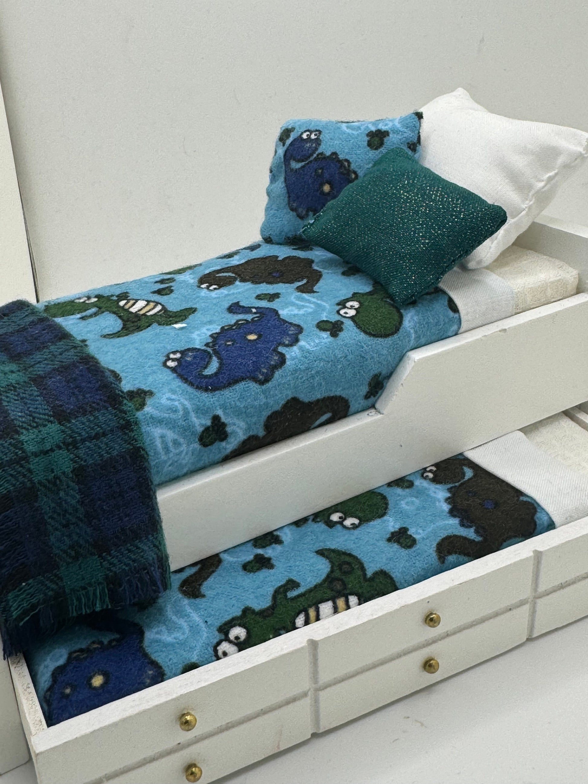 Dolls House Luxury Dressed 1/12th - 1:12 - 1 inch.  Single Trundle Bed - Danny