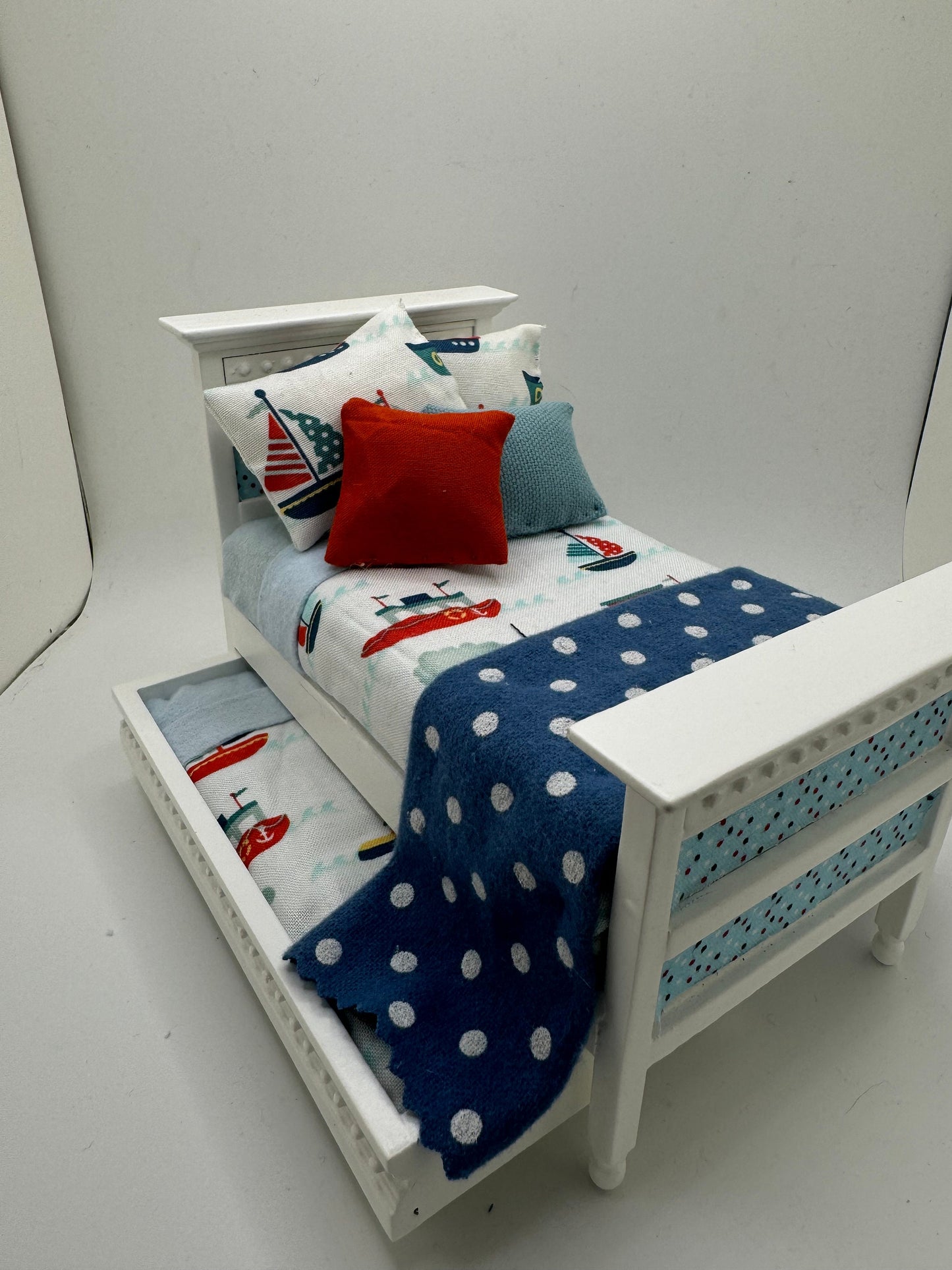 Dolls House Luxury Dressed 1/12th - 1:12 - 1 inch.  Single Trundle Bed - Billie
