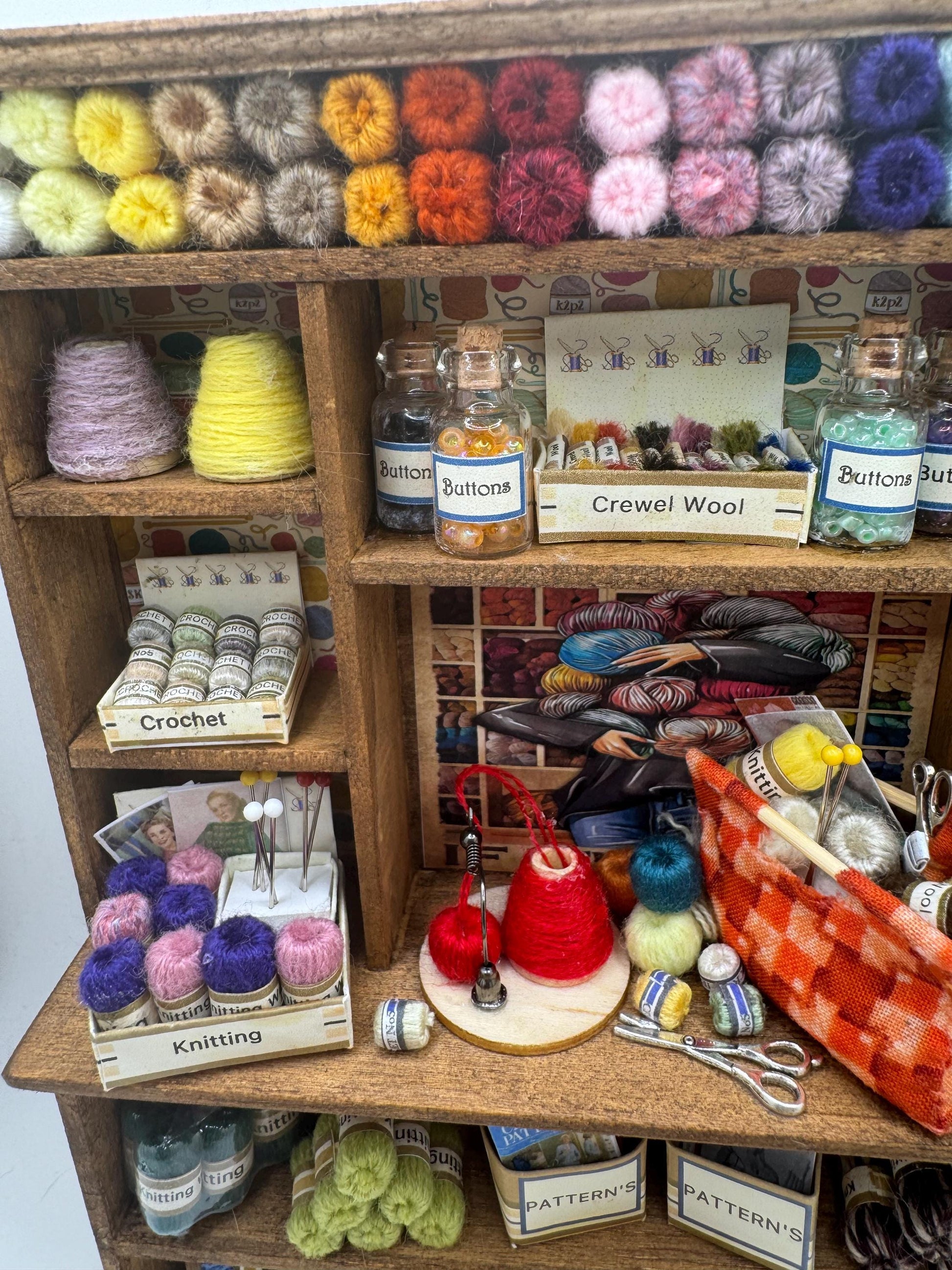 Dolls House Miniatures - 1/12th  - Knitting Crochet Yarn Dresser / Hutch