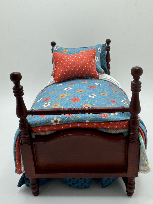 Dolls House Luxury Dressed 1/12th - 1:12 - 1 inch scale Hand Dressed Bed - Maisie