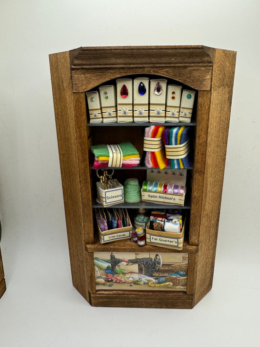 Dolls House Miniatures - 1/12th  - Haberdashery Sewing Shelf corner