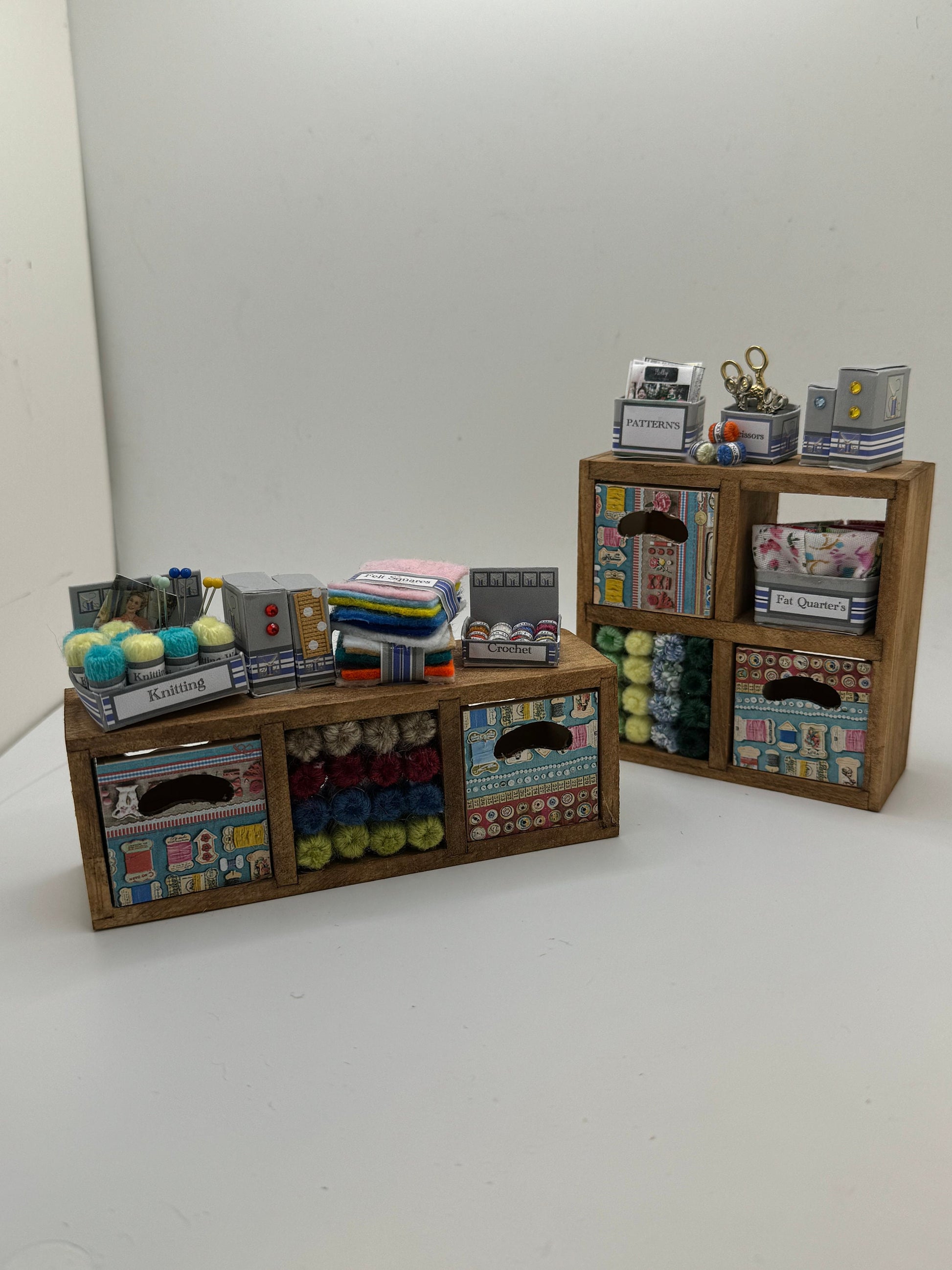 Dolls House Miniatures - 1/12th  - Haberdashery Cube storage ( 2 variations)