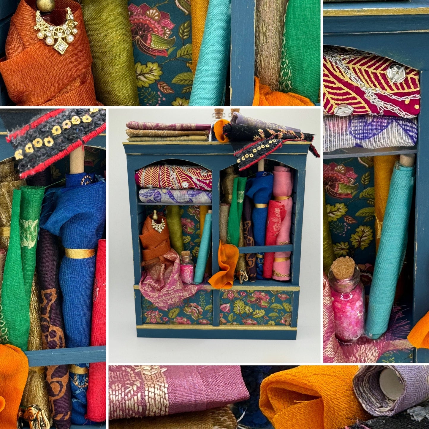 Dolls House Miniatures - 1/12th  - Haberdashery Shelf  - Sari Silks