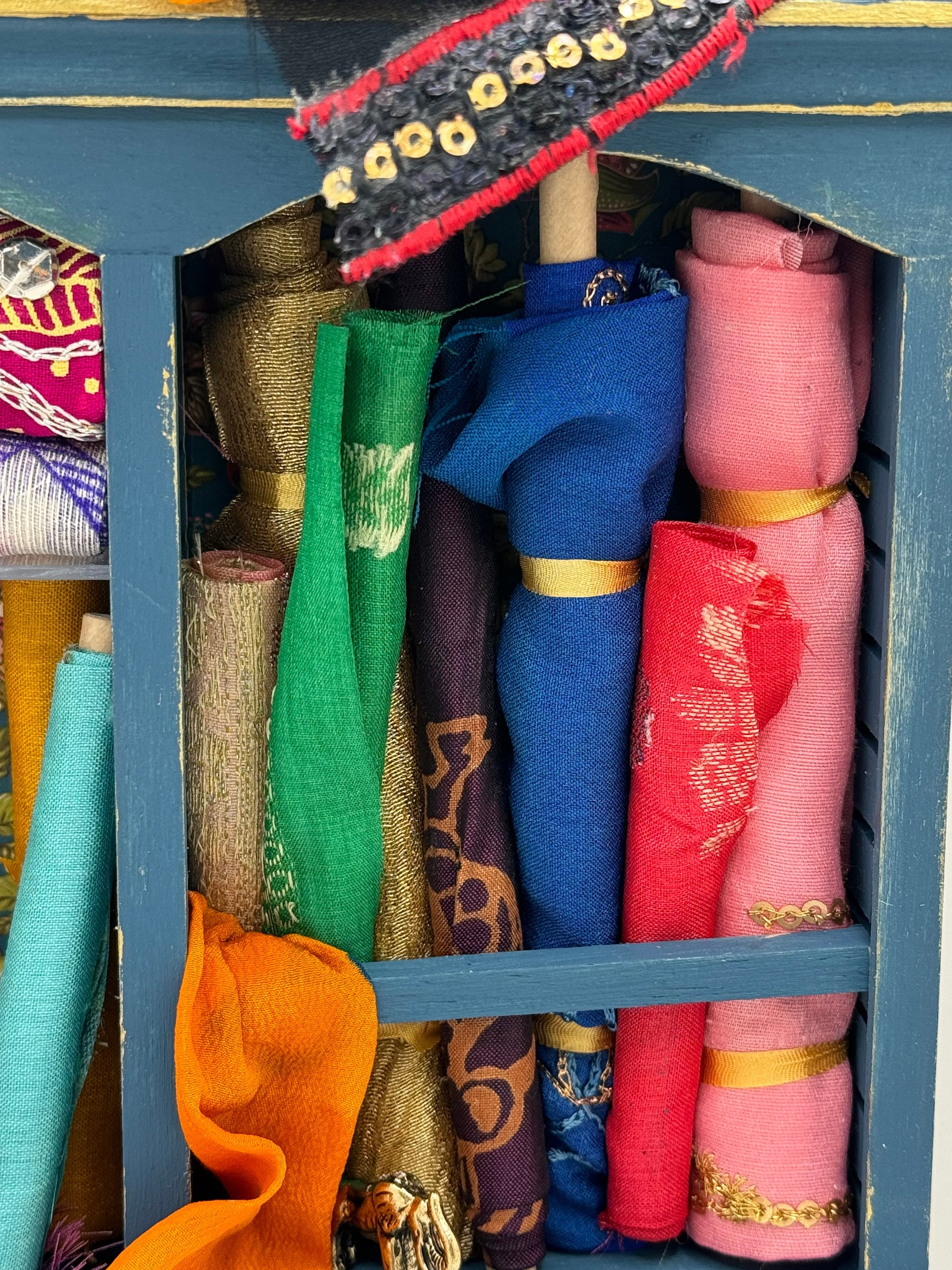 Dolls House Miniatures - 1/12th  - Haberdashery Shelf  - Sari Silks