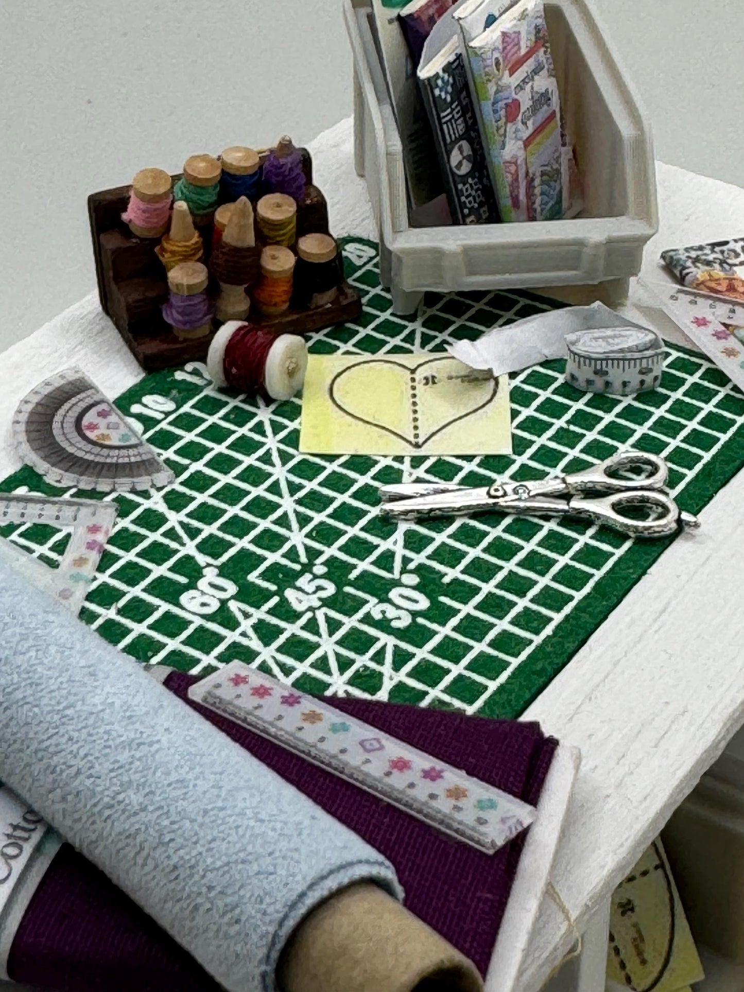 Dolls House Miniatures - 1/12th 1:12 1” scale - Quilters Patchwork Table