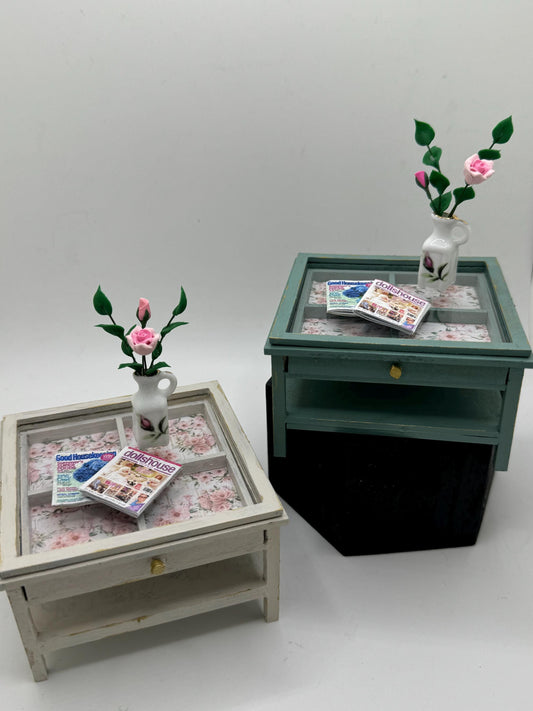 Dolls House Miniatures - 1/12th  - Coffee Table with pull out display drawer (2 available)