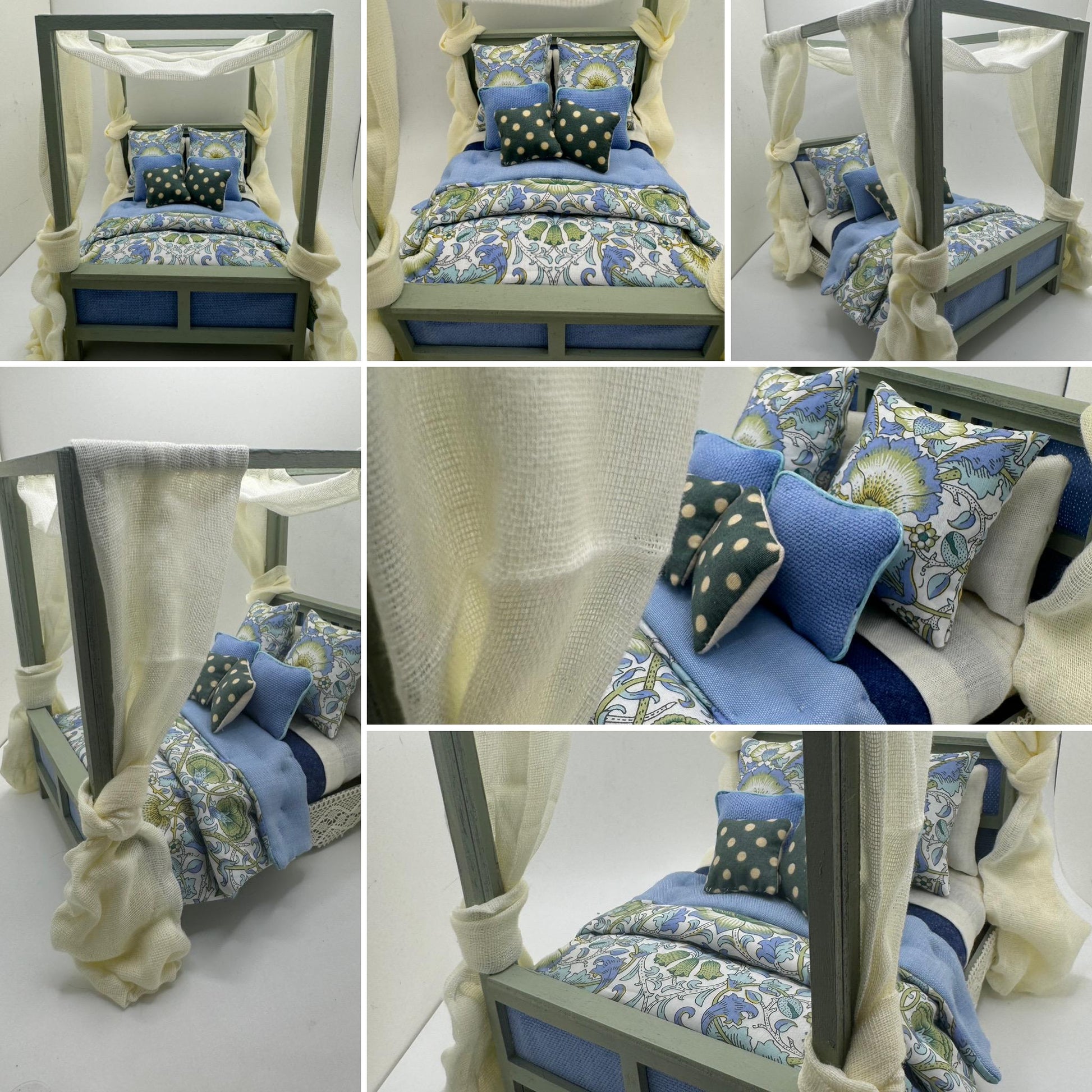 Dolls House Luxury Dressed 1/12th - 1:12 - 1 inch scale Contemporary Four Poster bed with Liberty fabrics - Sienna