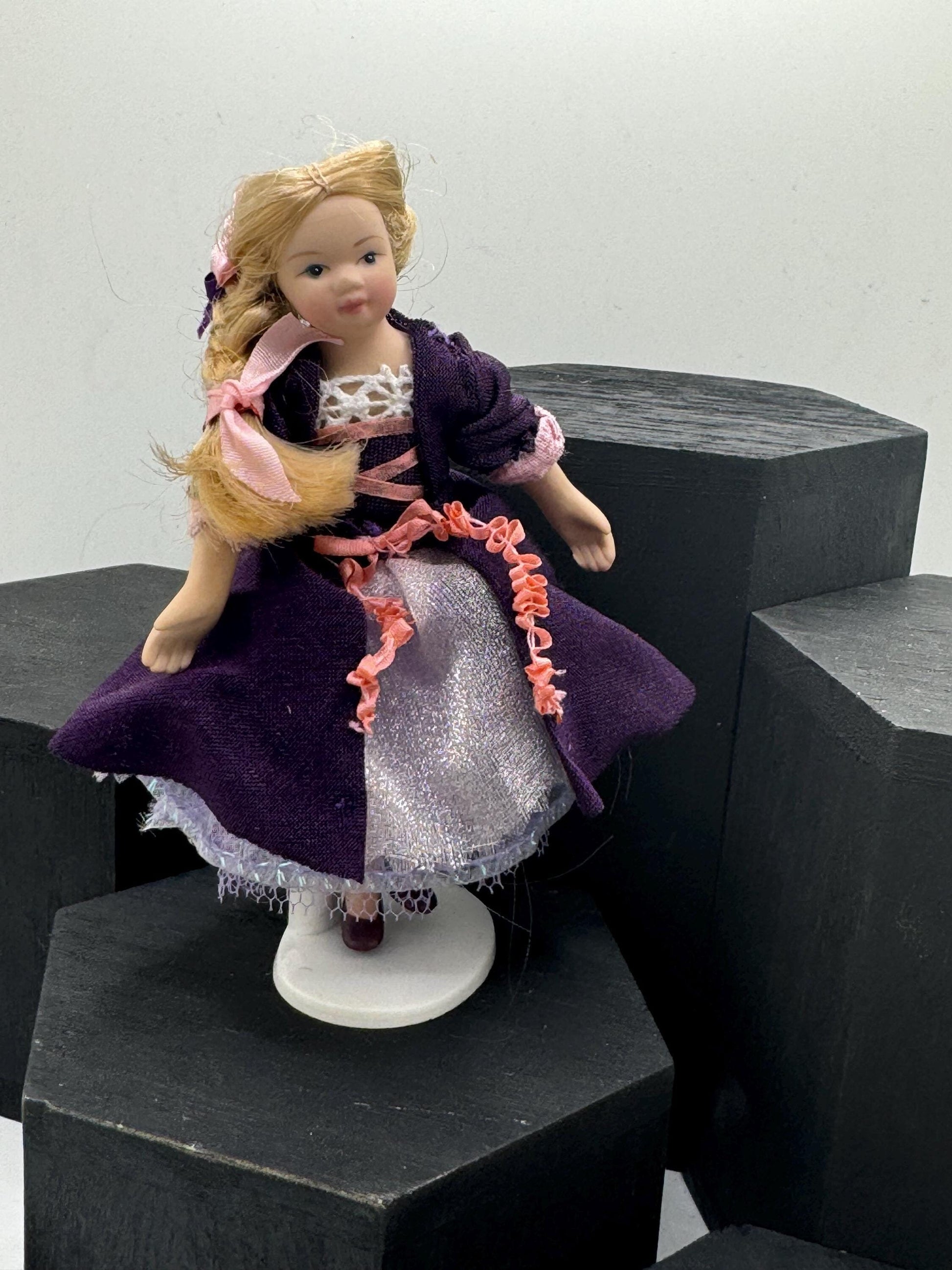 Dolls House Miniatures - 1/12th dolls in Fancy Dress - Rapunzel the princess