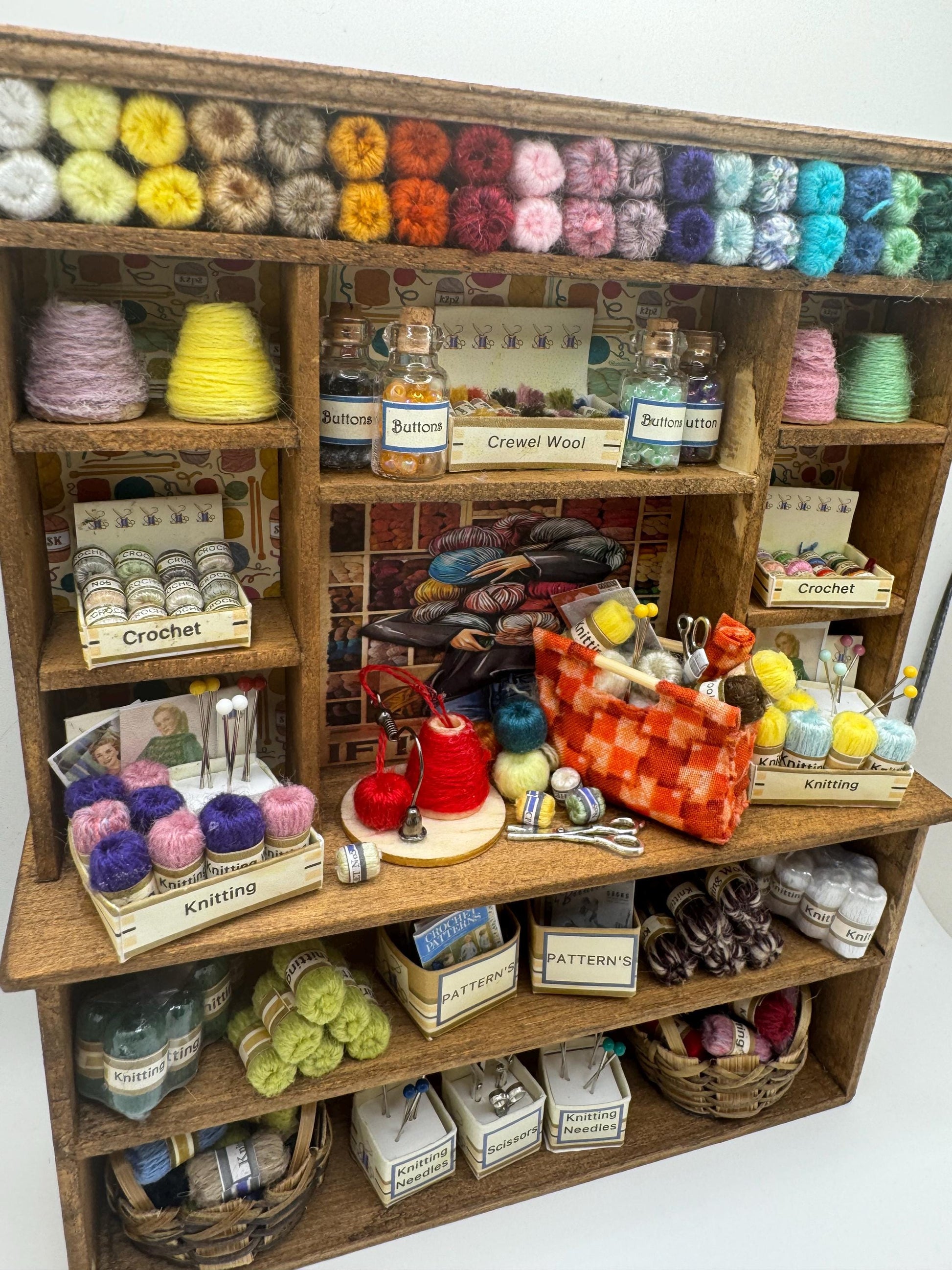 Dolls House Miniatures - 1/12th  - Knitting Crochet Yarn Dresser / Hutch