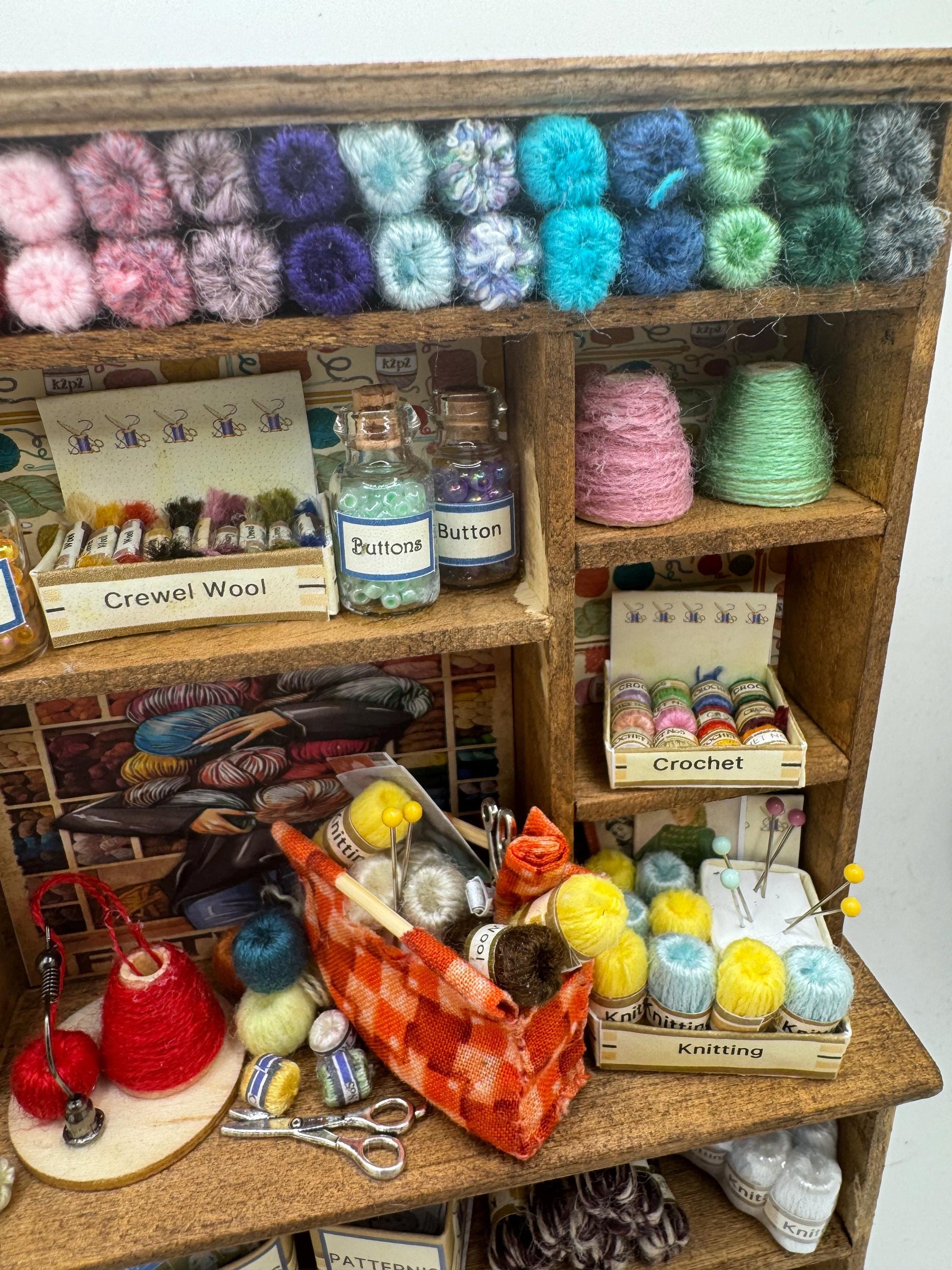 Dolls House Miniatures - 1/12th  - Knitting Crochet Yarn Dresser / Hutch