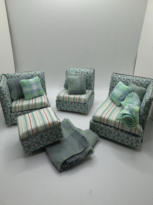 Dolls House Miniatures - 1/12 Sectional Sofa (4 pieces)