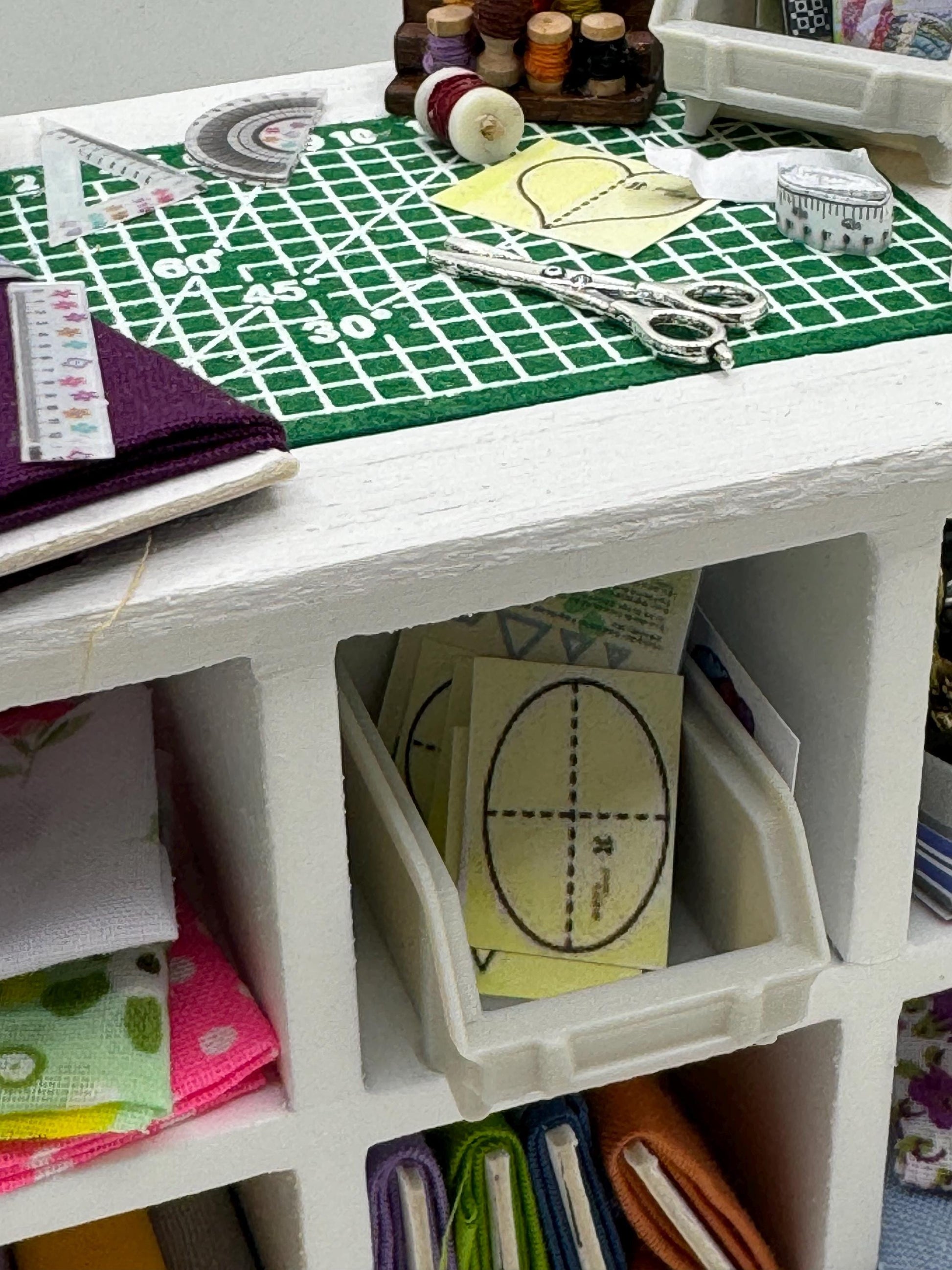 Dolls House Miniatures - 1/12th 1:12 1” scale - Quilters Patchwork Table