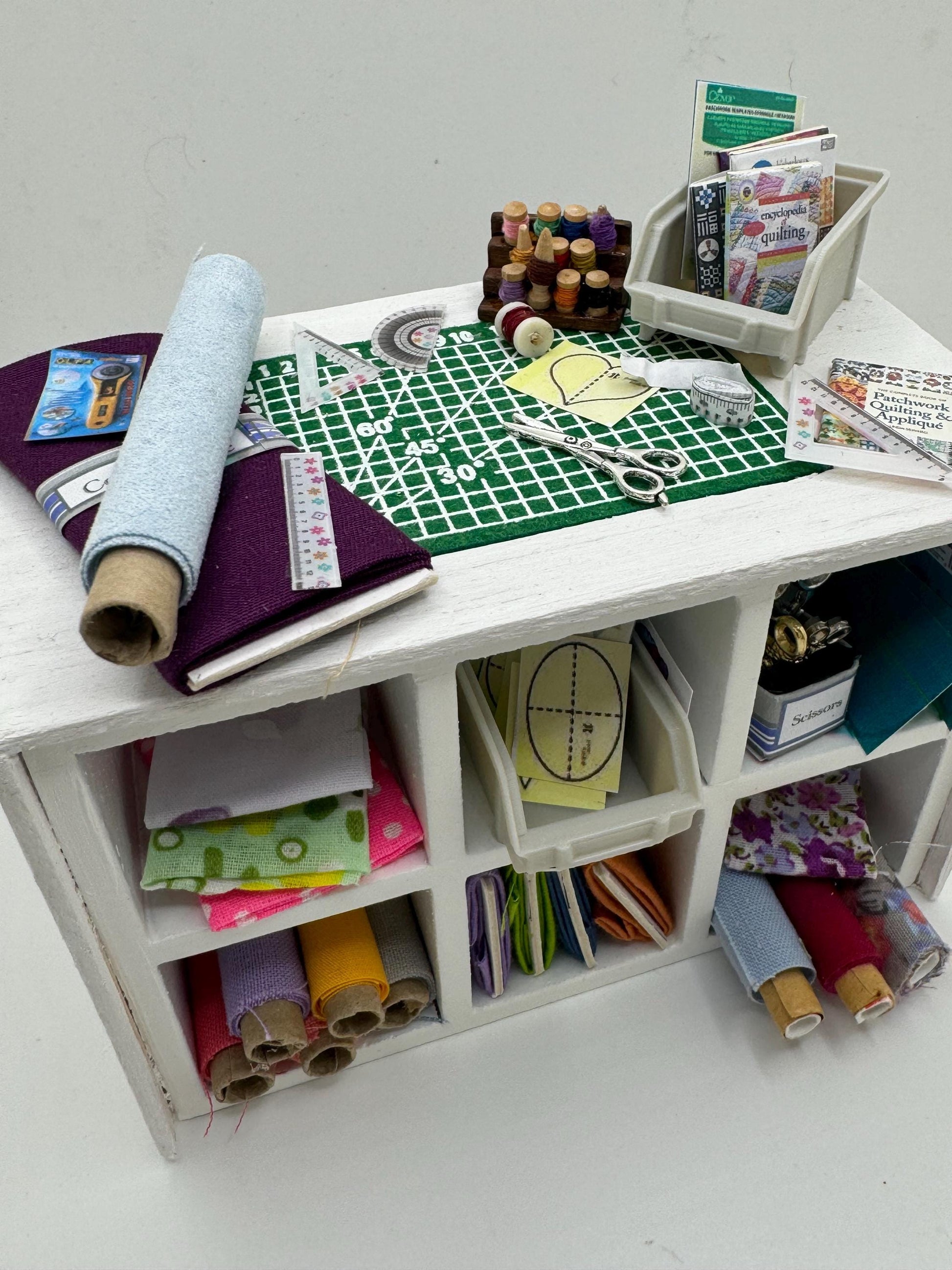 Dolls House Miniatures - 1/12th 1:12 1” scale - Quilters Patchwork Table