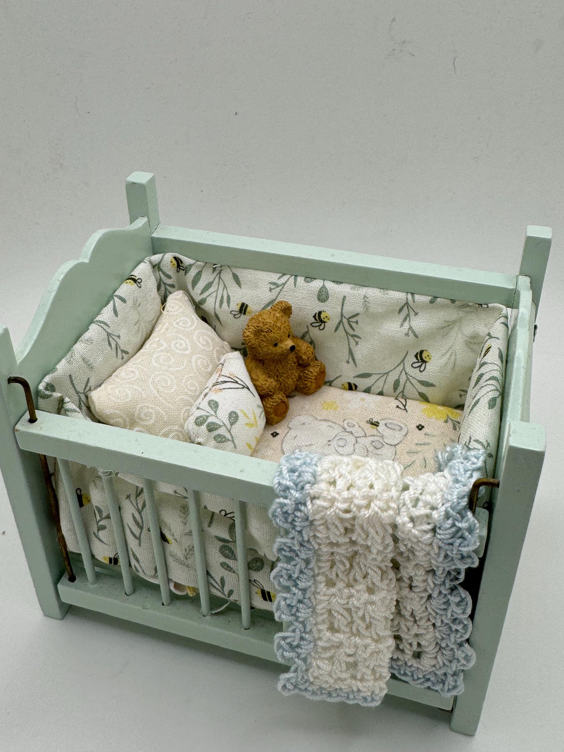 Dolls House Luxury Dressed 1/12th Cot - Theo