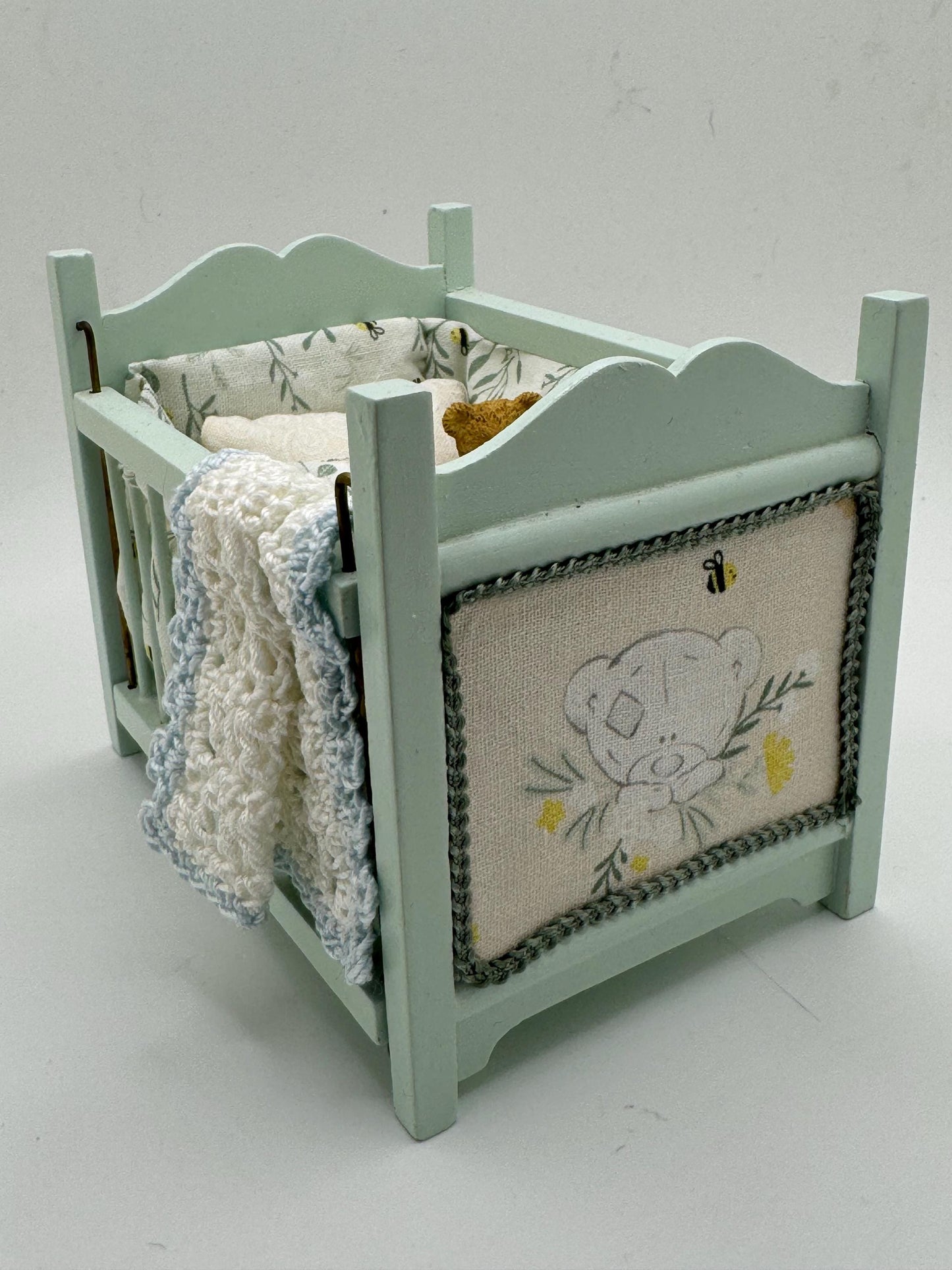 Dolls House Luxury Dressed 1/12th Cot - Theo