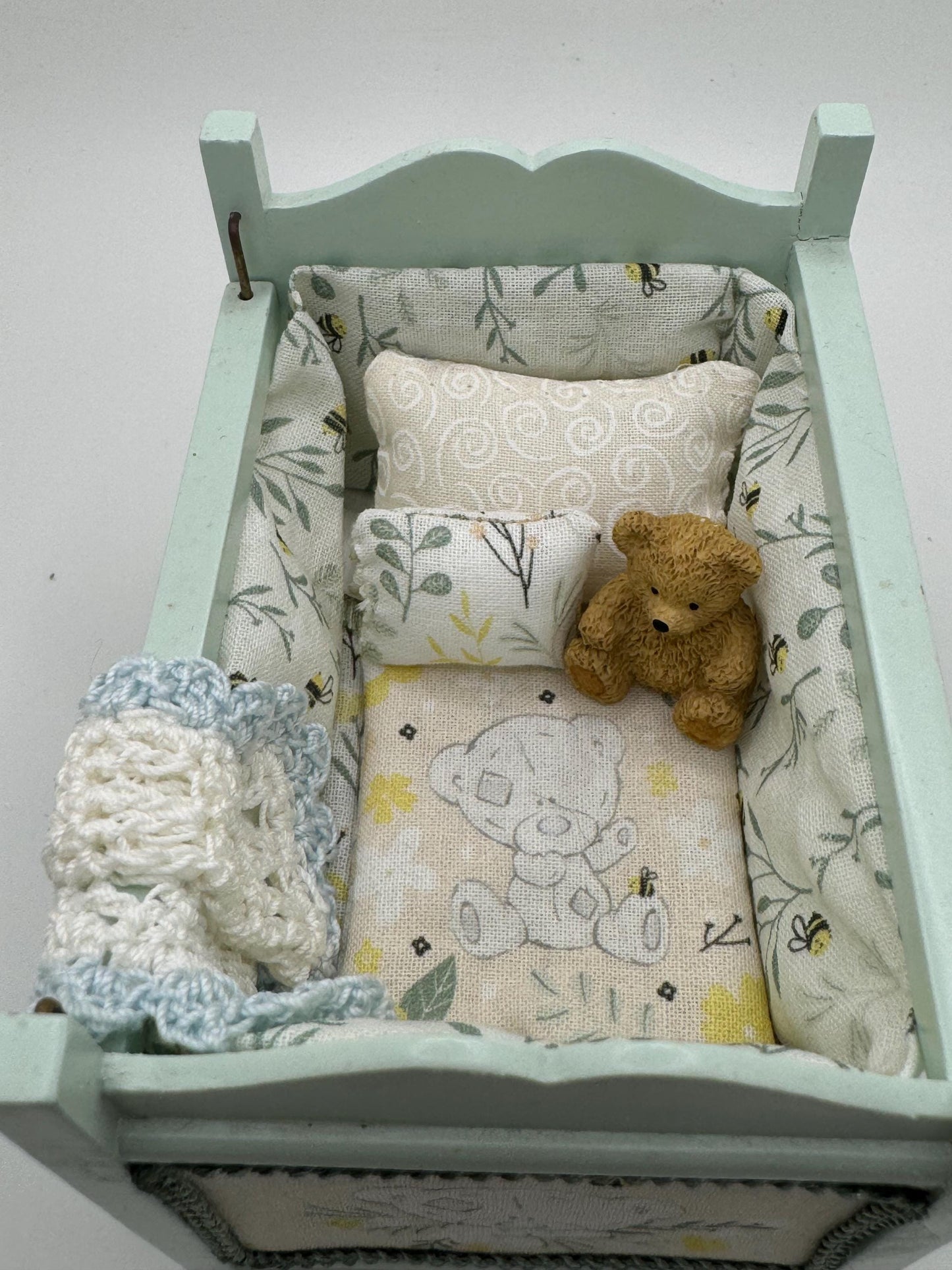 Dolls House Luxury Dressed 1/12th Cot - Theo